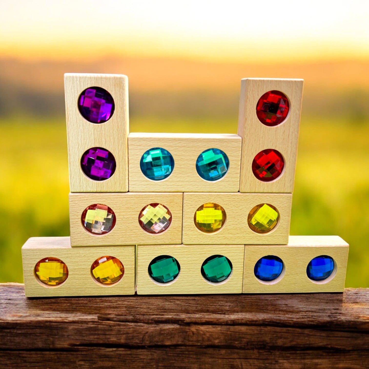 8 Pcs Rectangular Gemmed Blocks With Storage Tray