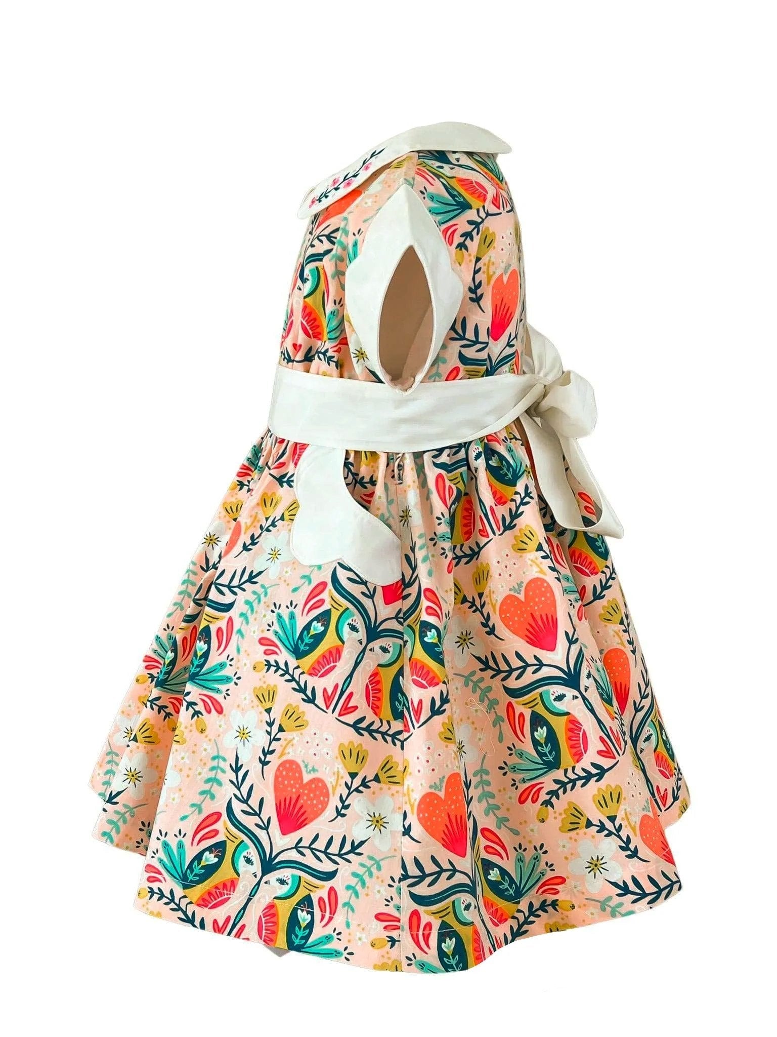 Vintage Heart & Owl Polk Street Dress W/ Hairbow