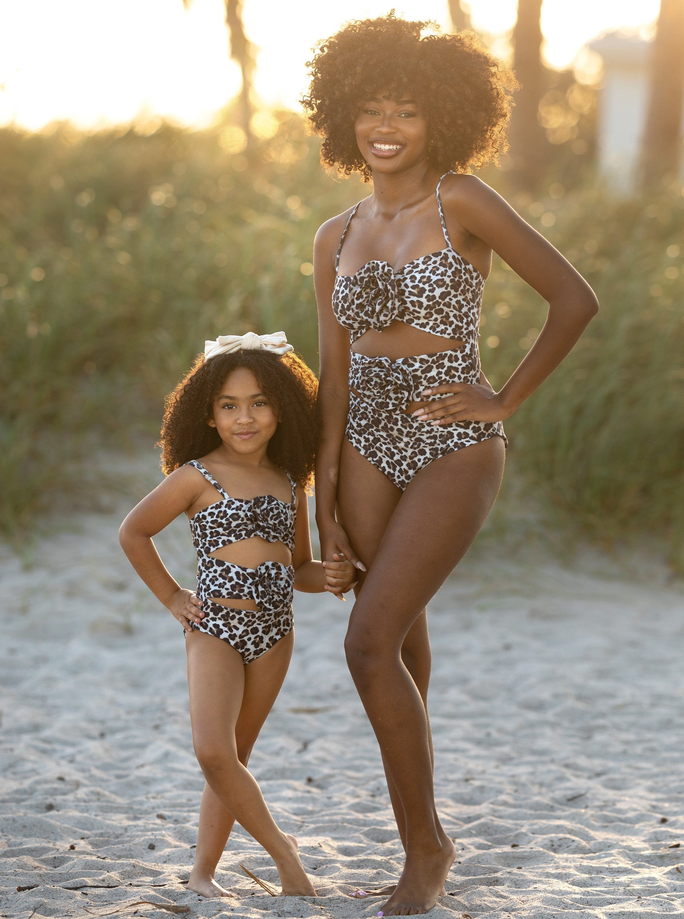 Mommy And Me Leopard Cutout One Piece Swimsuit