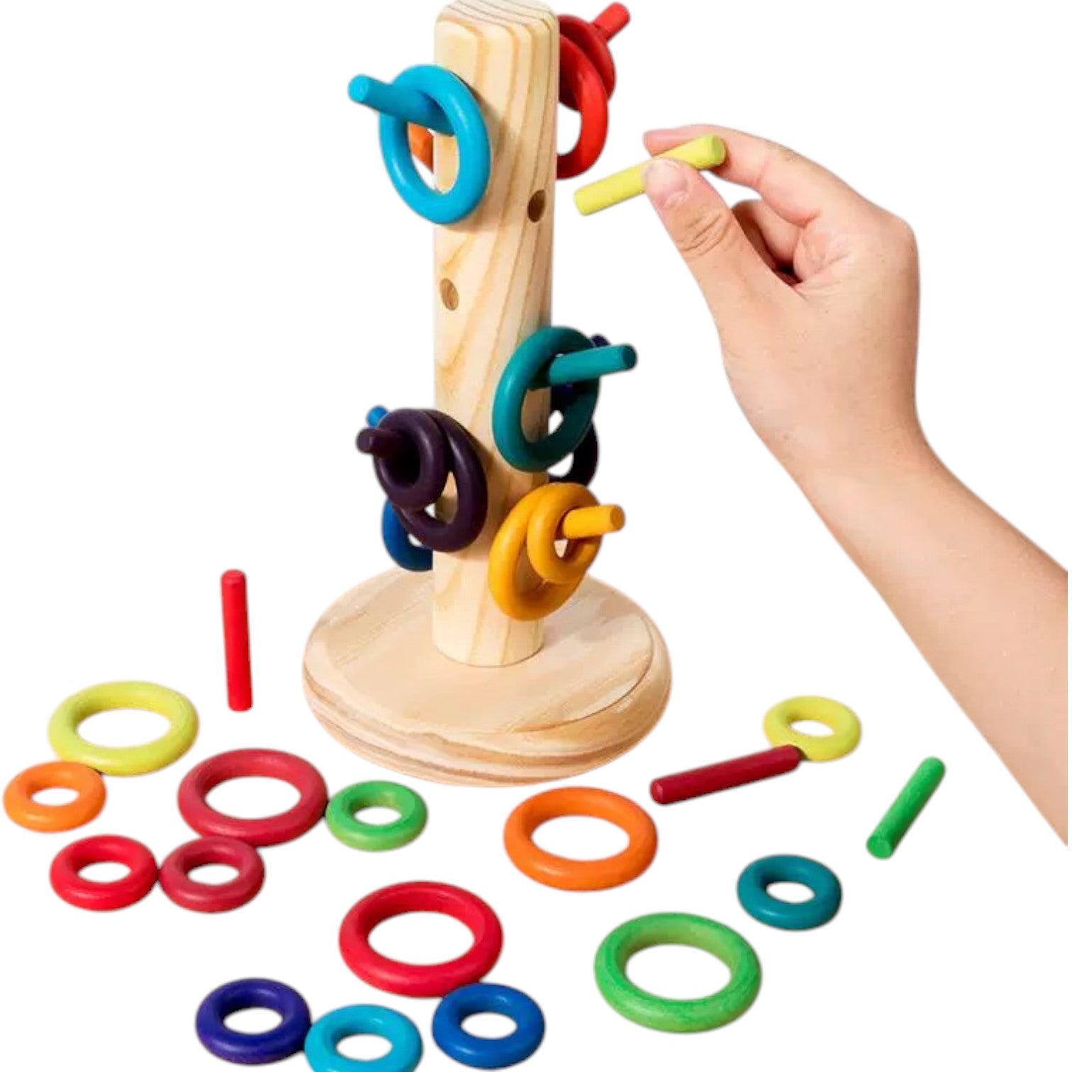 12 Dowels Sorting Helper Tree With 24 Building Rings Set