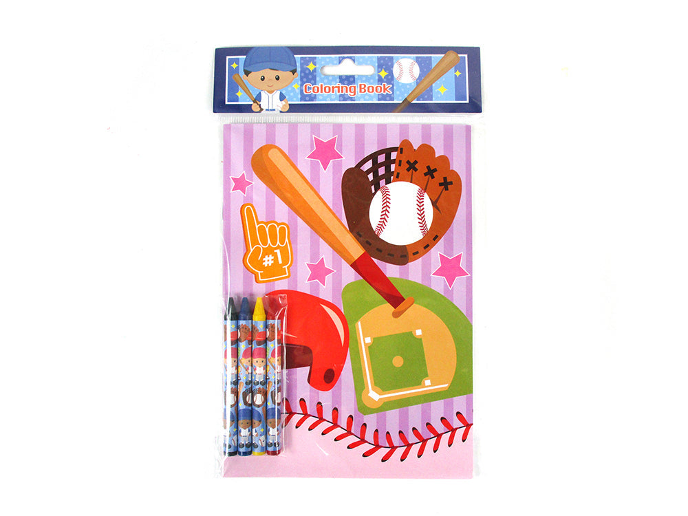 Baseball Coloring Books With Crayons Party Favors - Set Of 6 Or 12