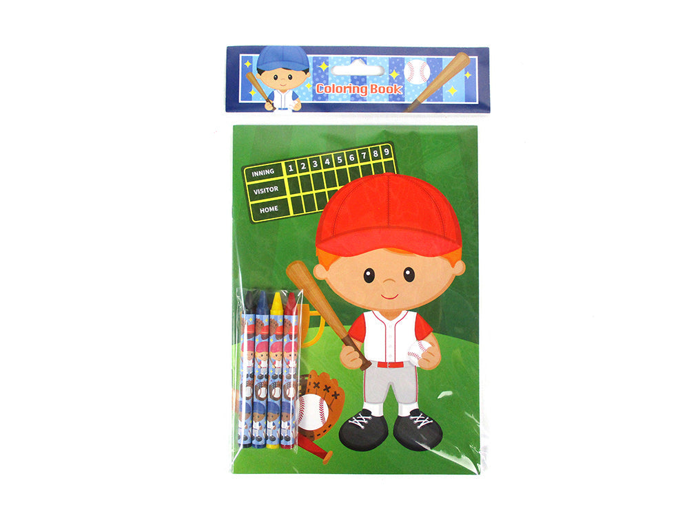 Baseball Coloring Books With Crayons Party Favors - Set Of 6 Or 12