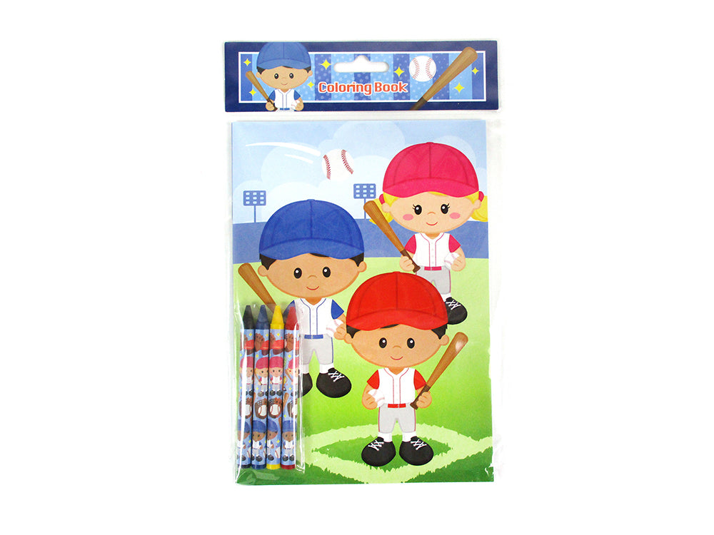 Baseball Coloring Books With Crayons Party Favors - Set Of 6 Or 12