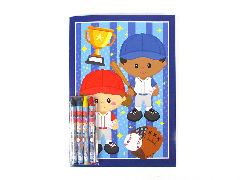 Baseball Coloring Books With Crayons Party Favors - Set Of 6 Or 12
