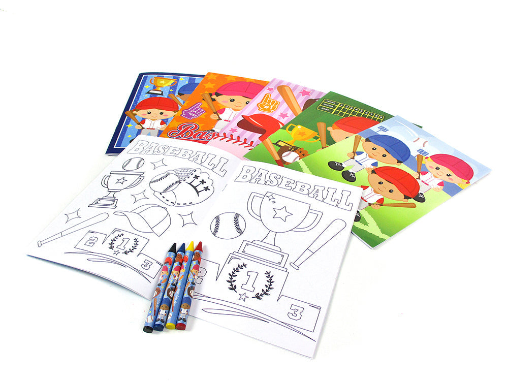 Baseball Coloring Books With Crayons Party Favors - Set Of 6 Or 12