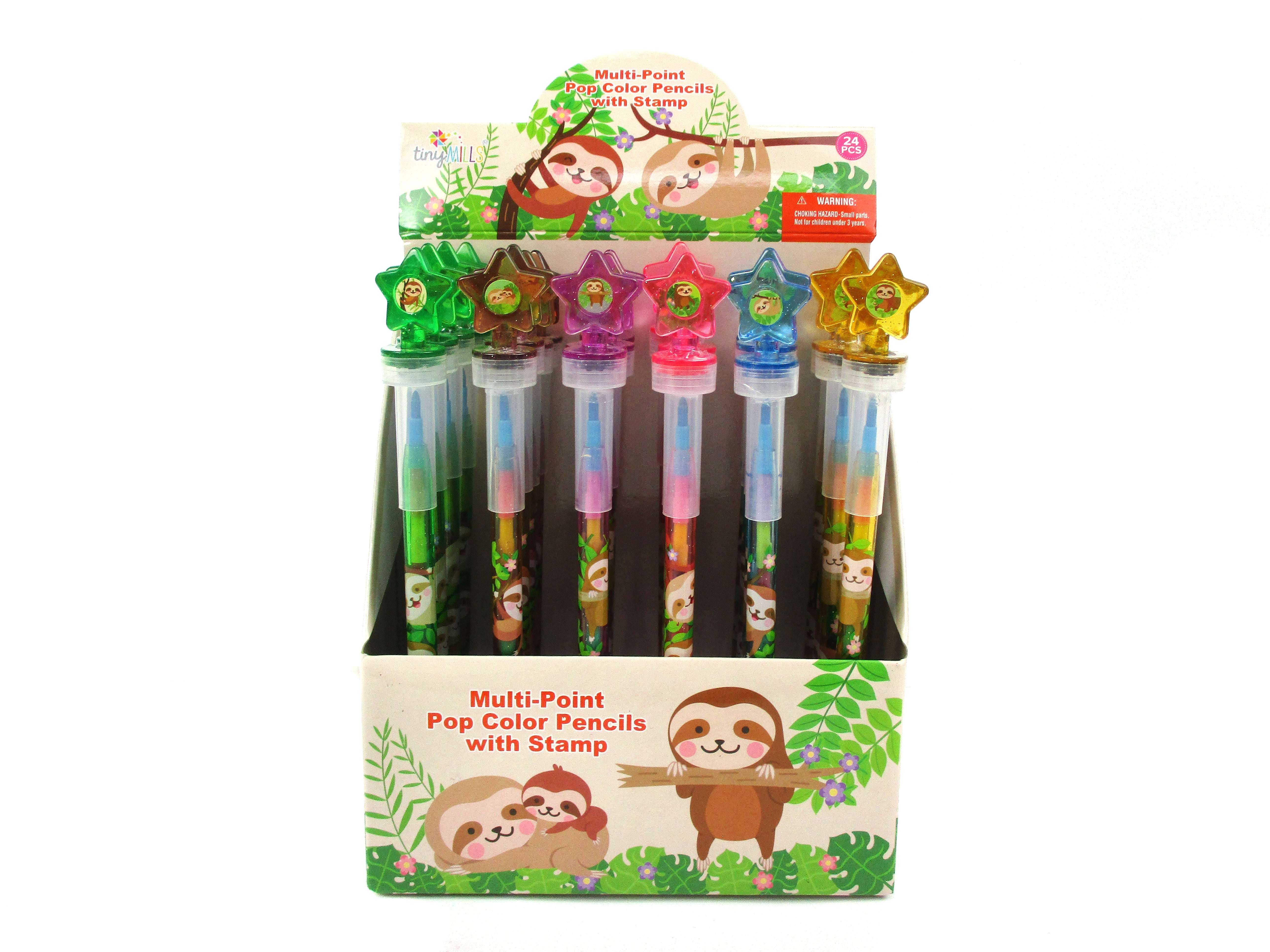Sloth Stackable Crayon With Stamper Topper