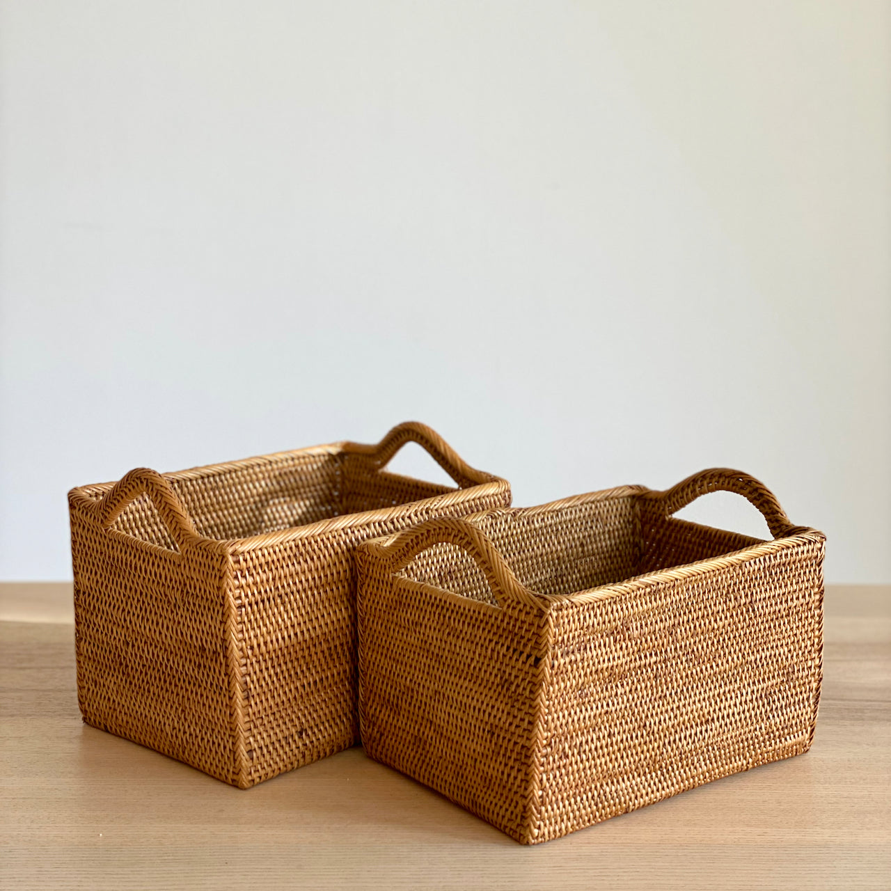 Bali Rectangular Rattan Basket With Handles