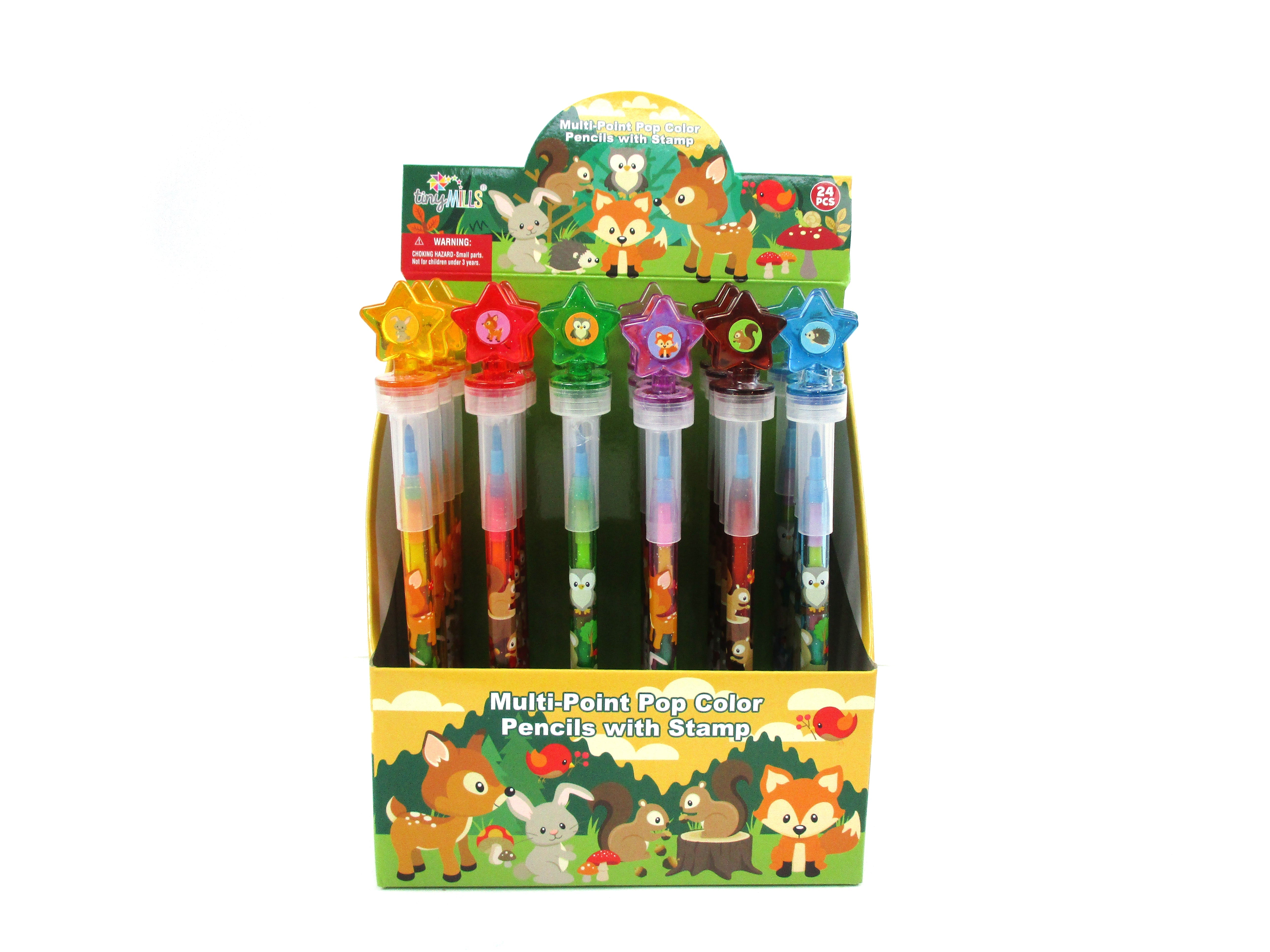Woodland Animals Stackable Crayon With Stamper Topper
