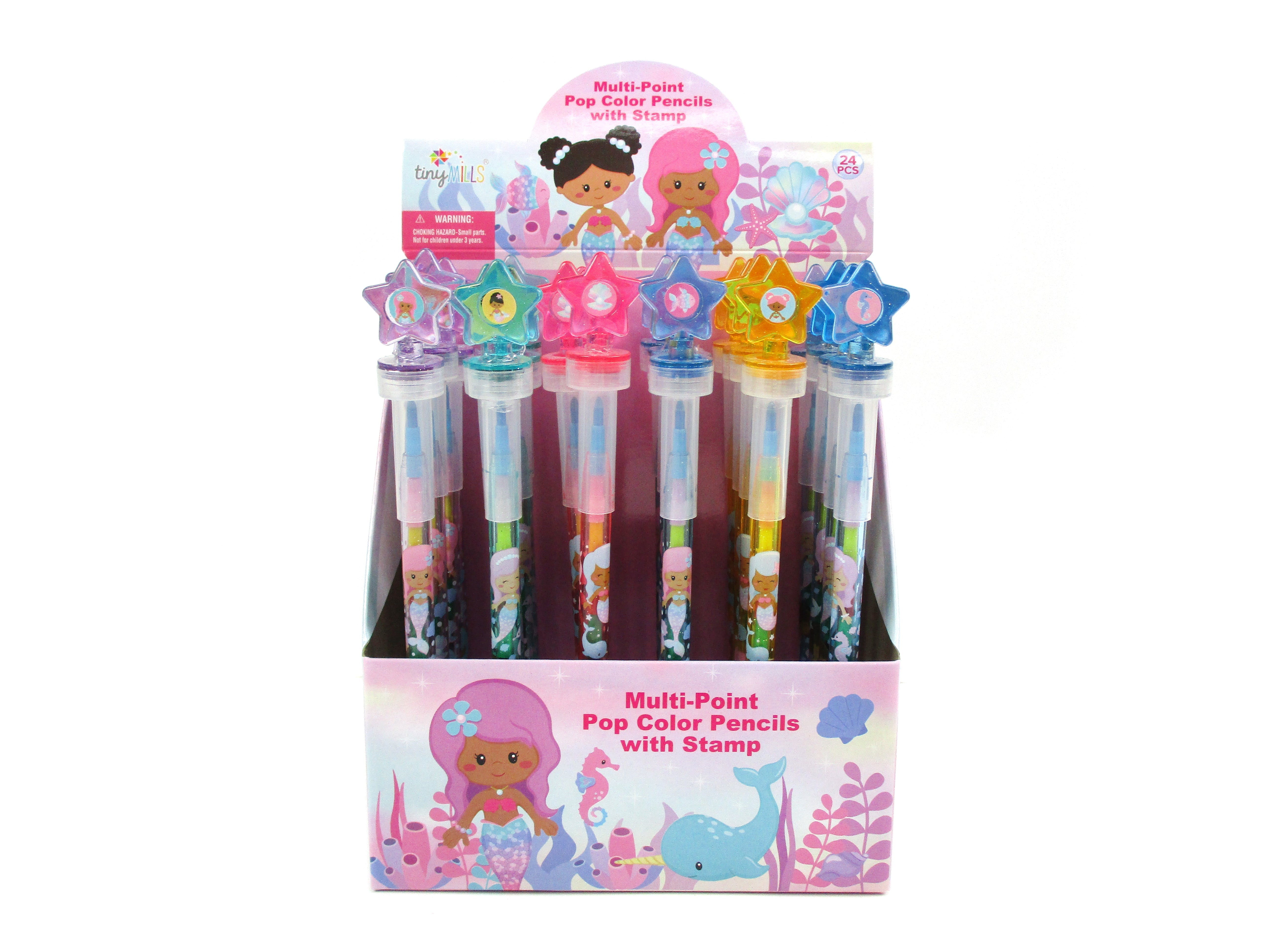 Rainbow Mermaid Stackable Crayon With Stamper Topper
