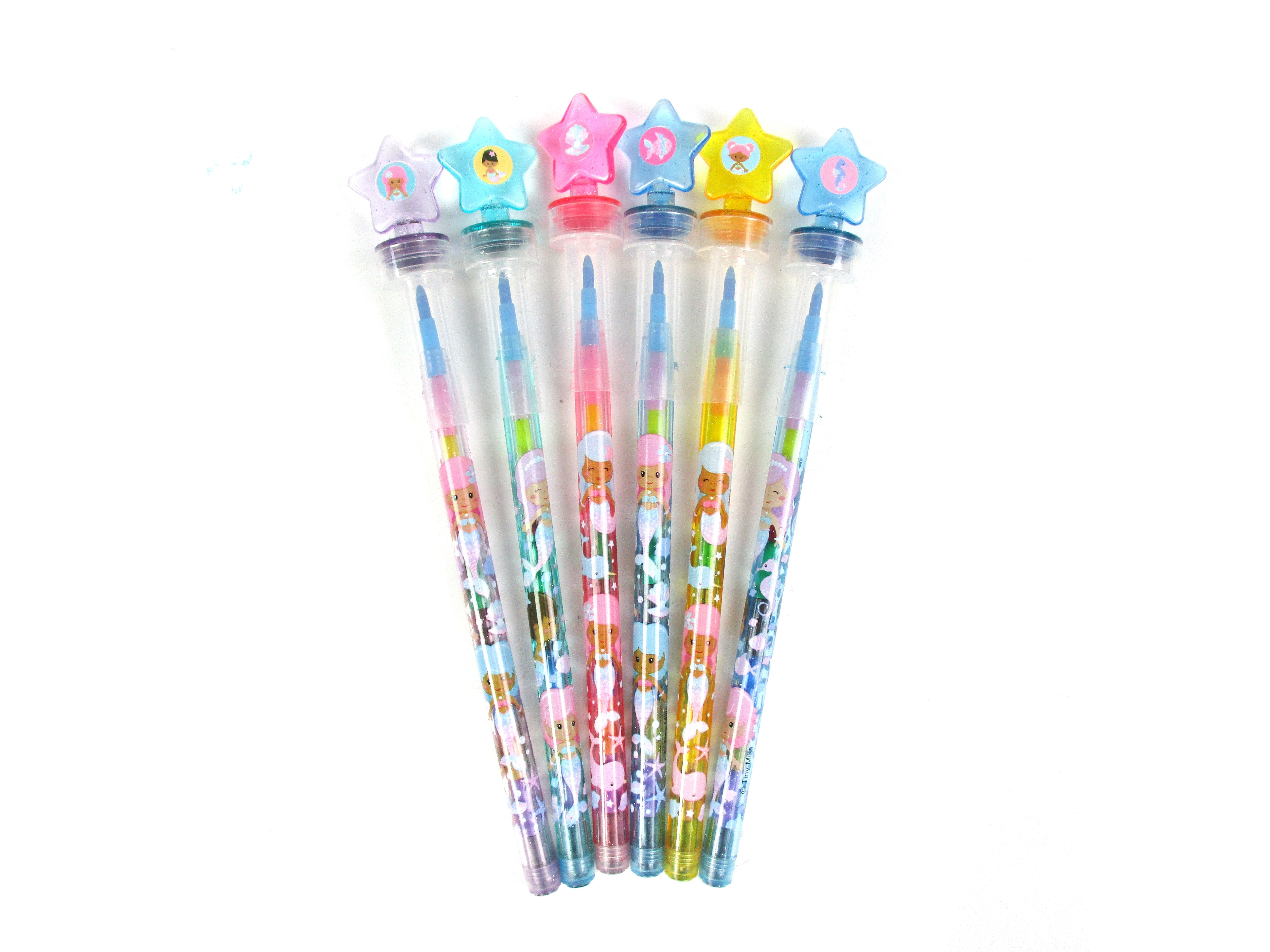 Rainbow Mermaid Stackable Crayon With Stamper Topper