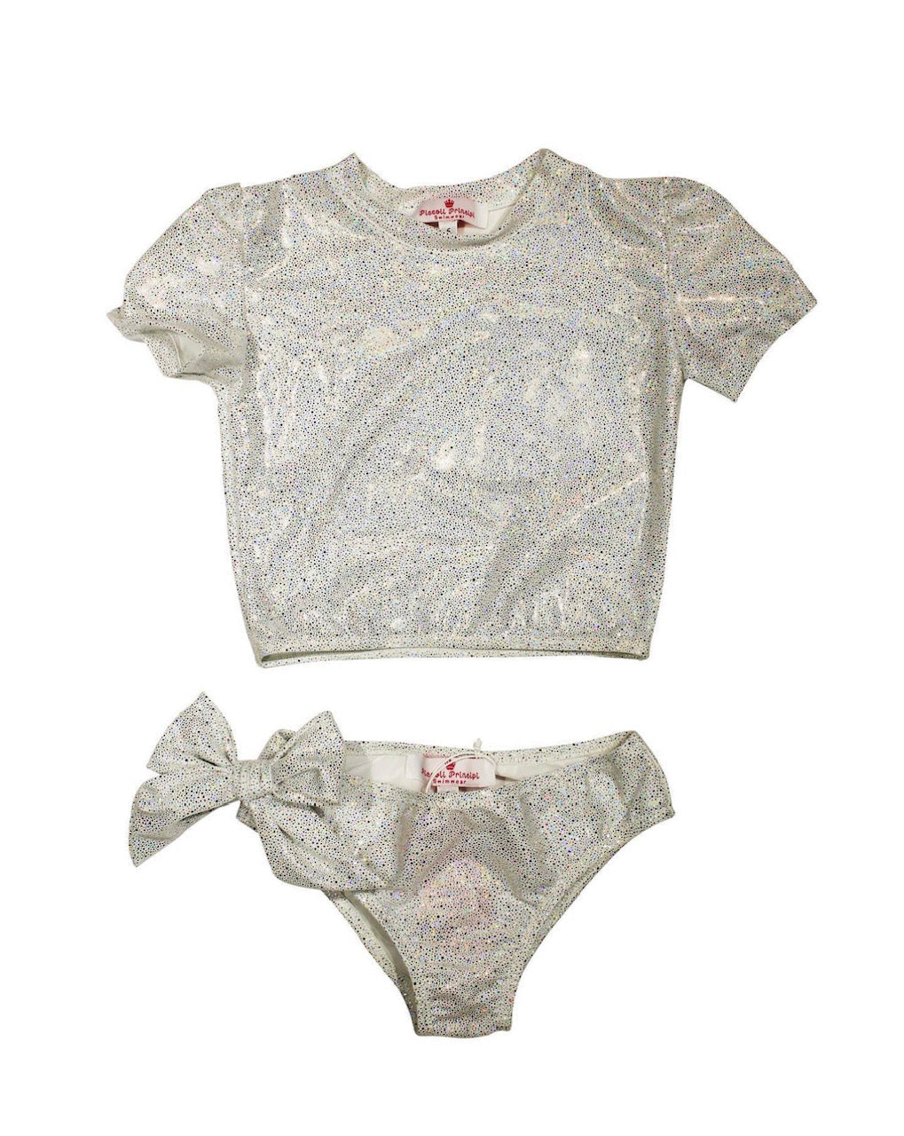 Martinique White Glitter Two Piece Rash Guard