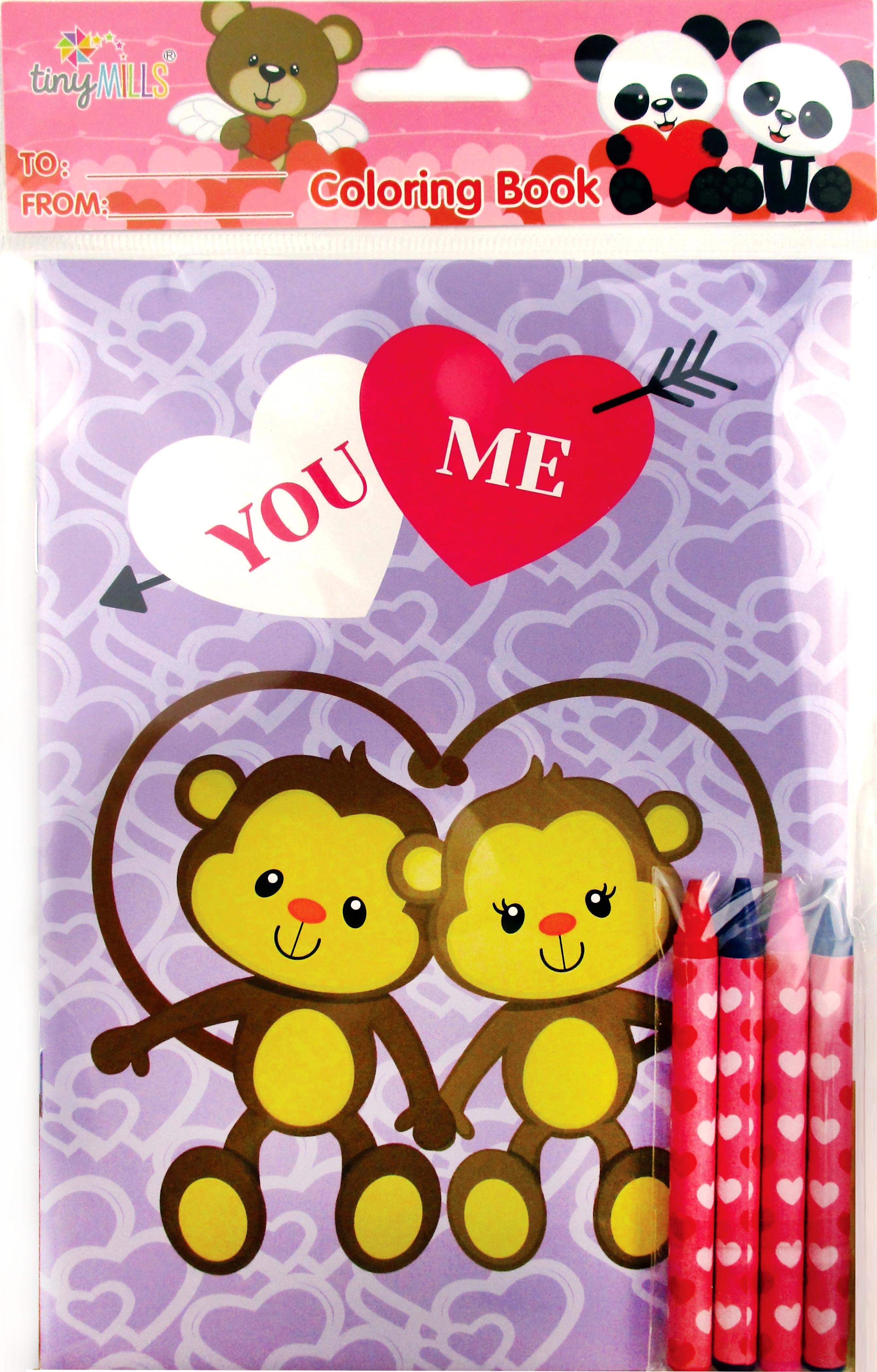 Valentine's Day Coloring Books With Crayons Party Favors - Set Of 6 Or 12