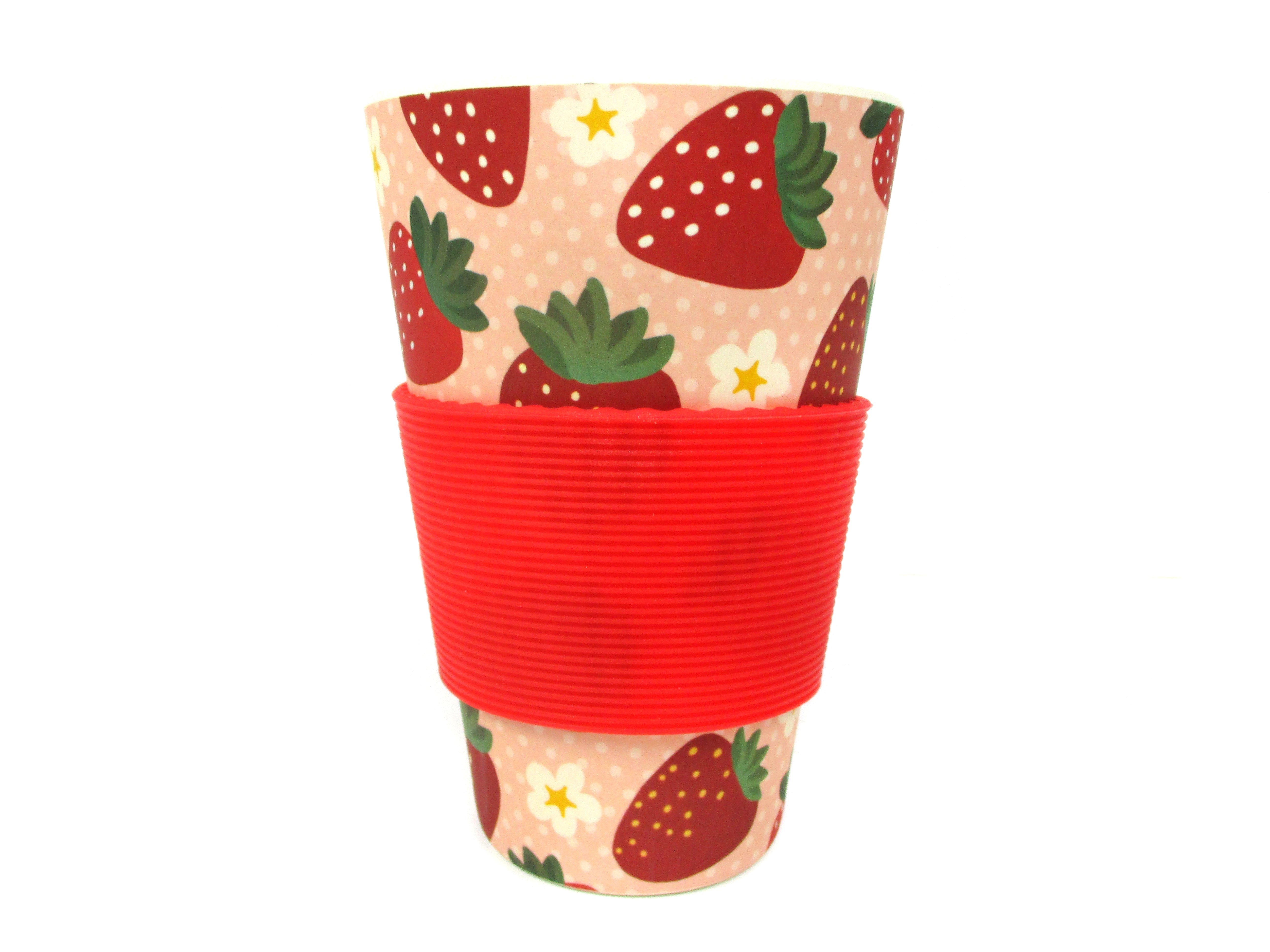 Eco-friendly Reusable Plant Fiber Travel Mug With Strawberry Design