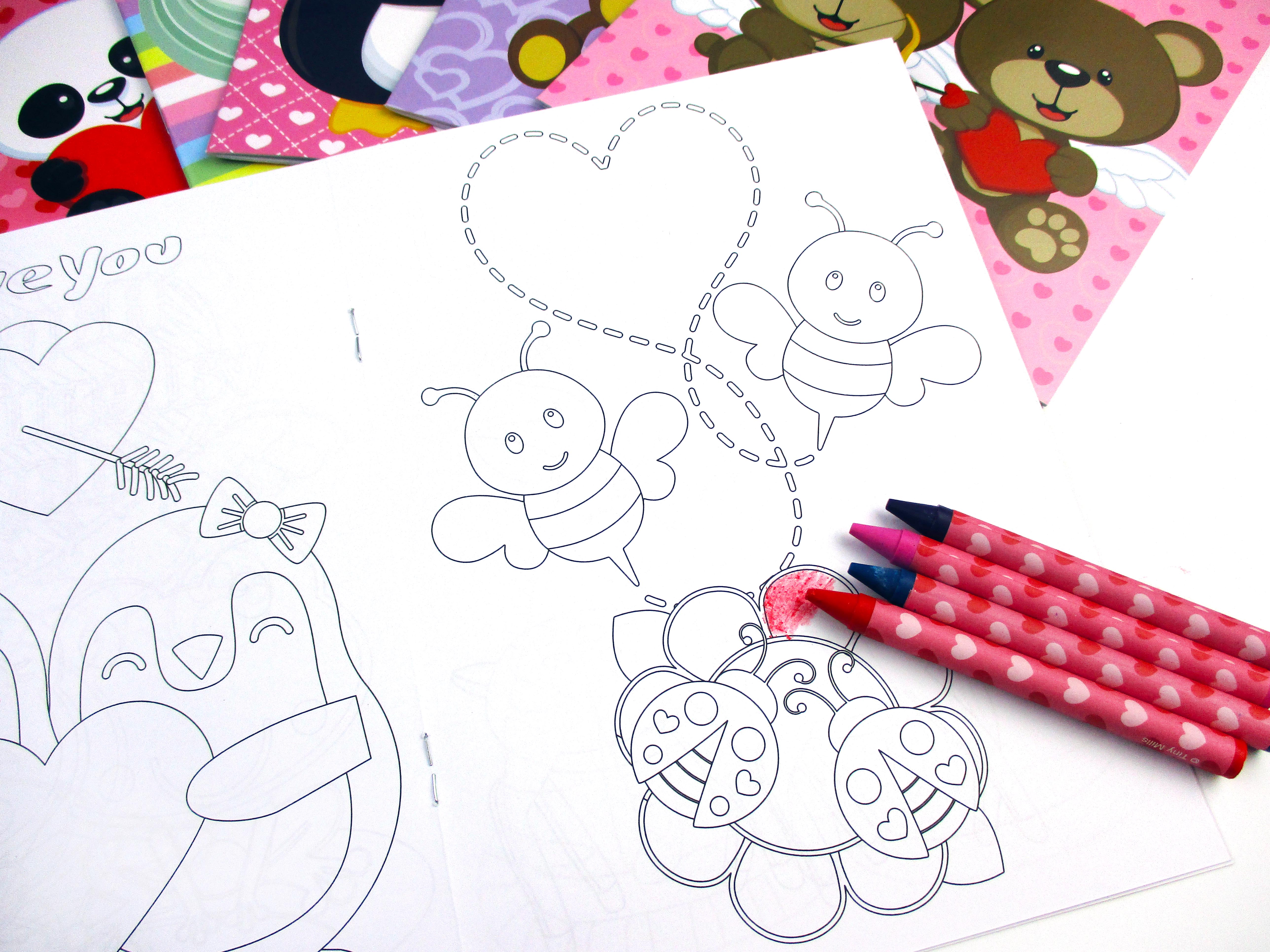 Valentine's Day Coloring Books With Crayons Party Favors - Set Of 6 Or 12