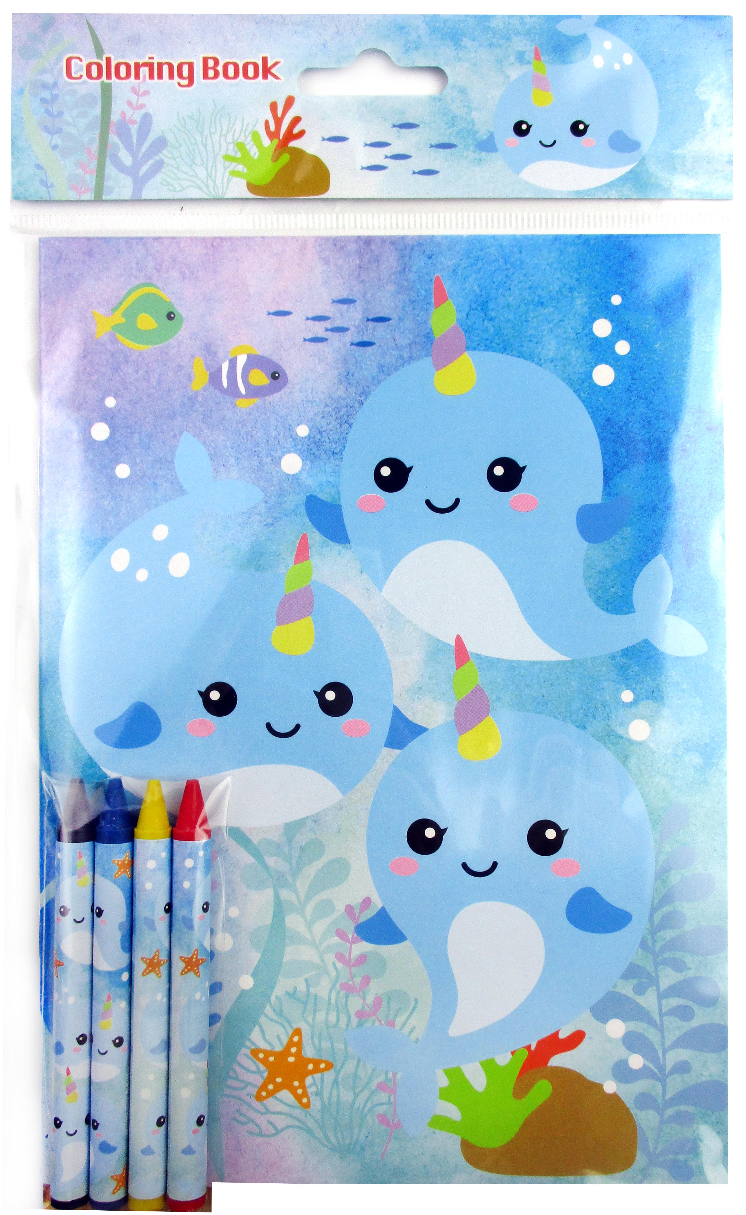 Narwhal Coloring Books With Crayons Party Favors - Set Of 6 Or 12