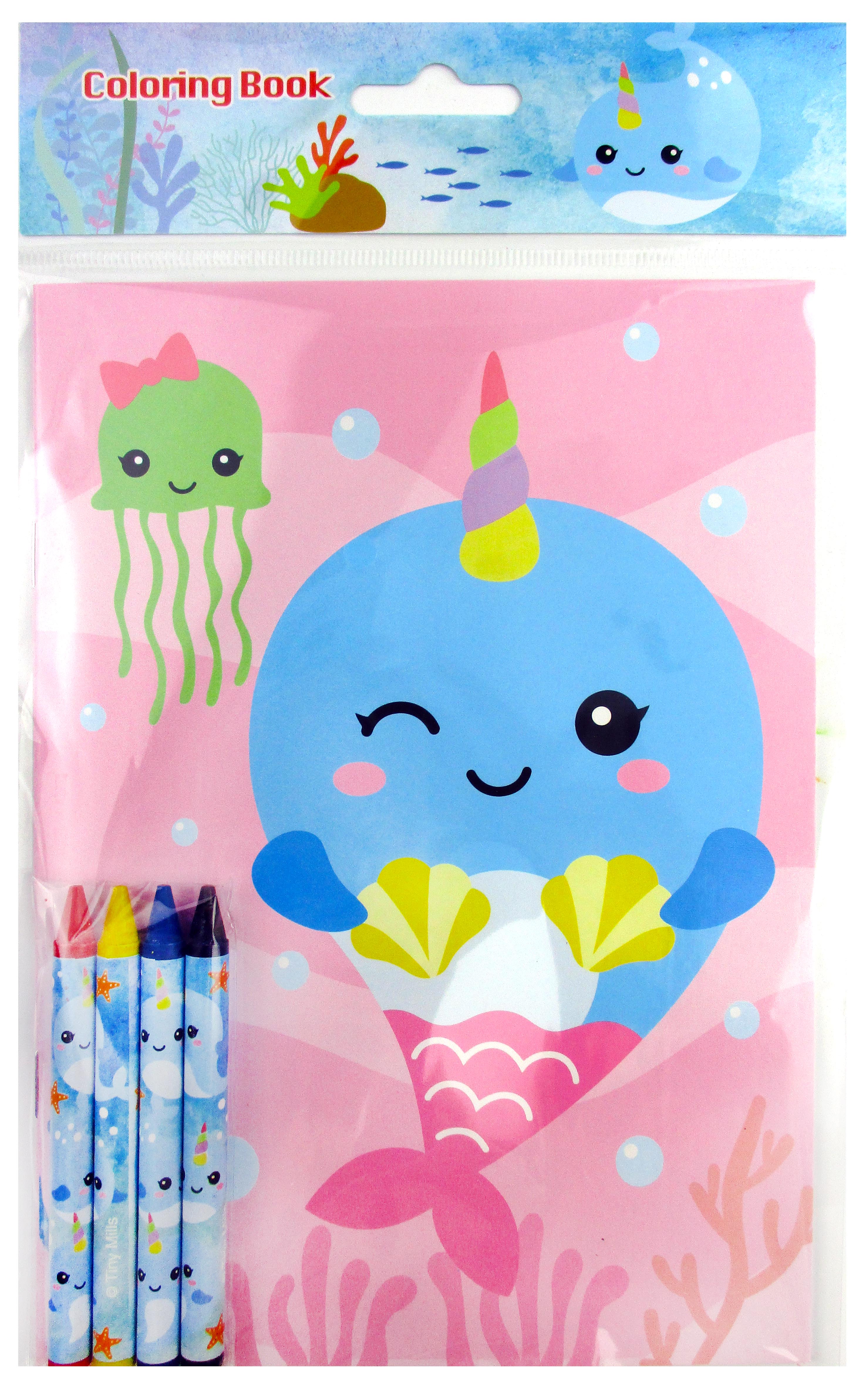 Narwhal Coloring Books With Crayons Party Favors - Set Of 6 Or 12