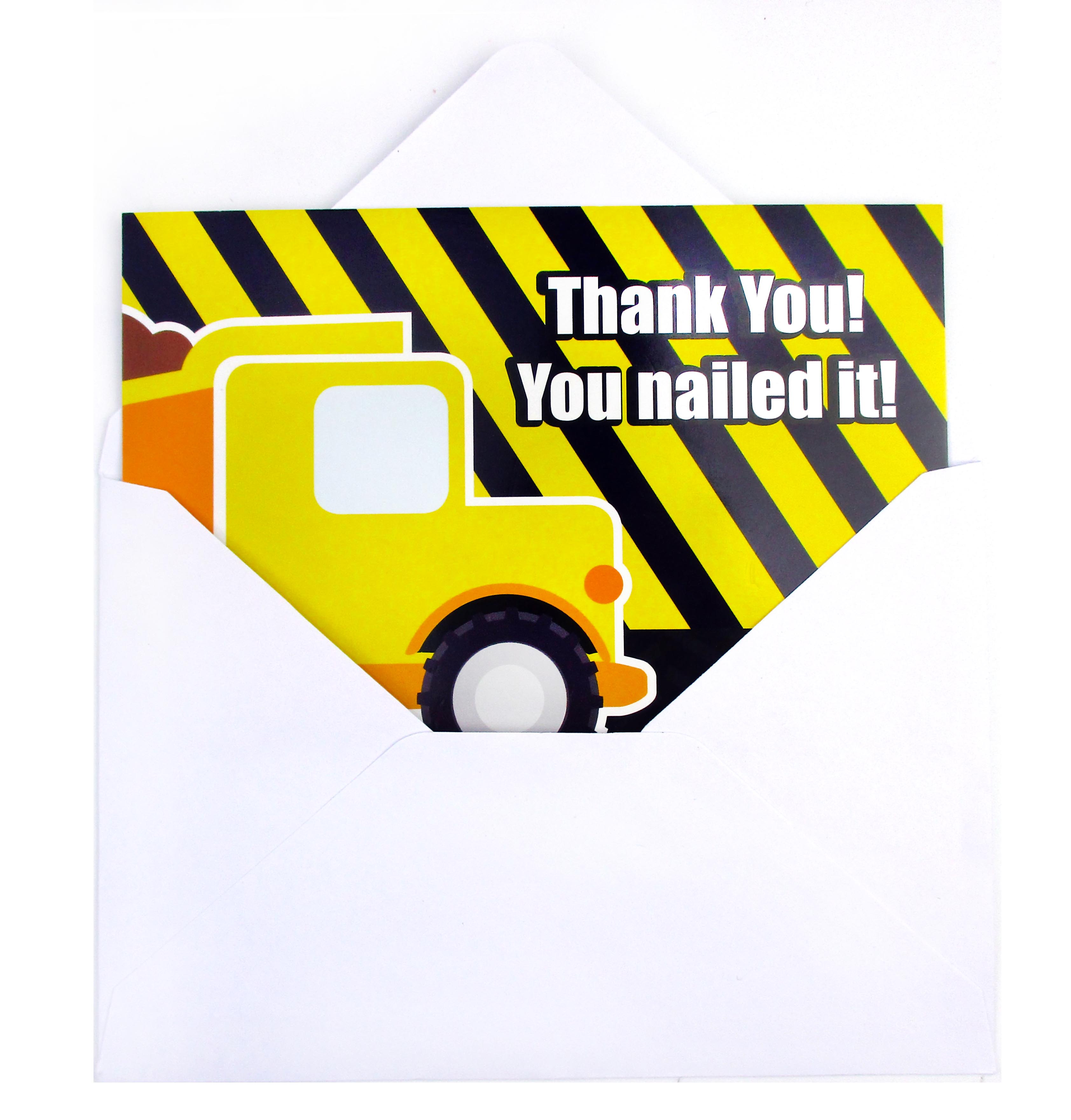 Construction Fill-in Birthday Thank You Cards For Kids