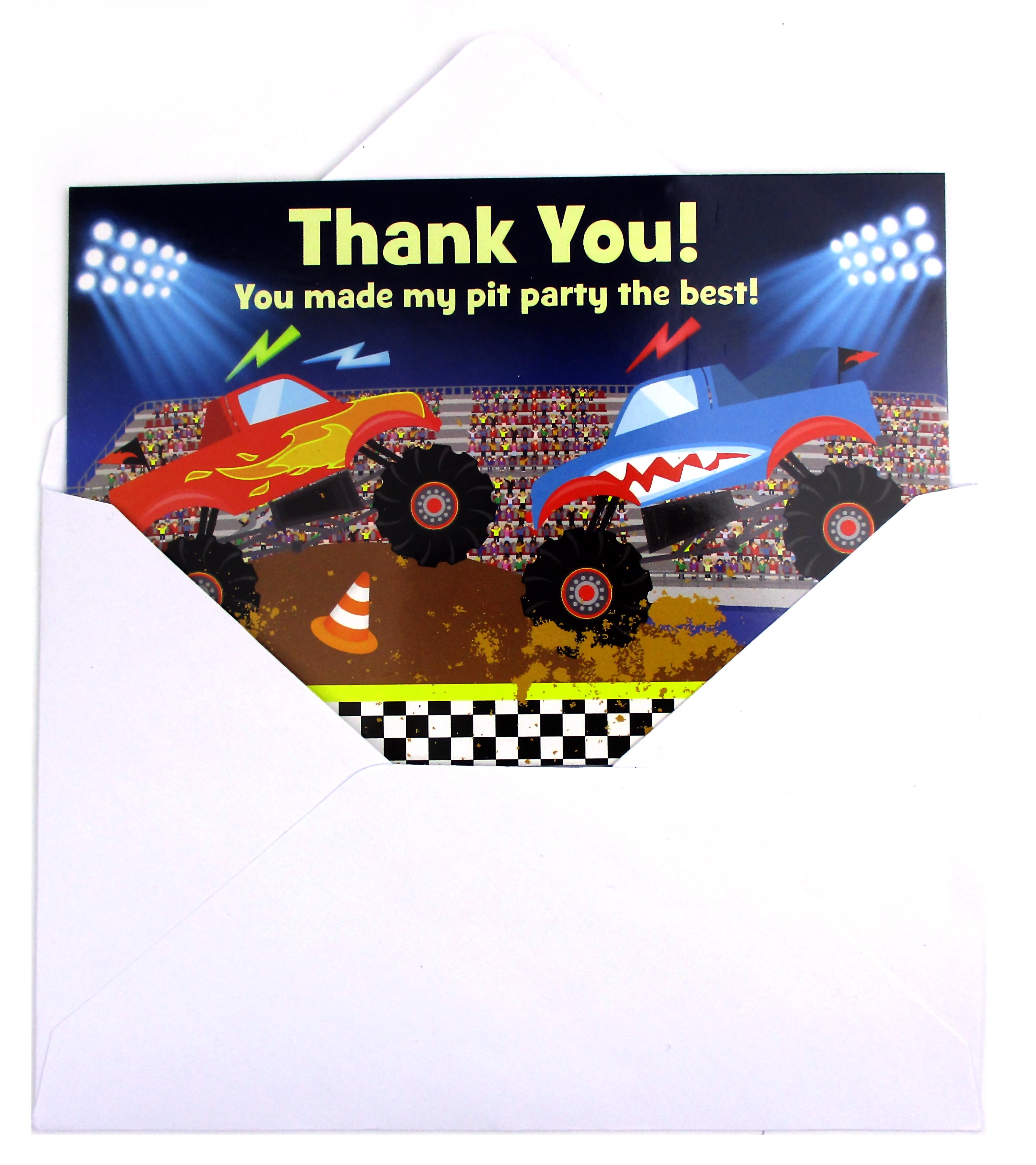 Monster Truck Fill-in Birthday Thank You Cards For Kids