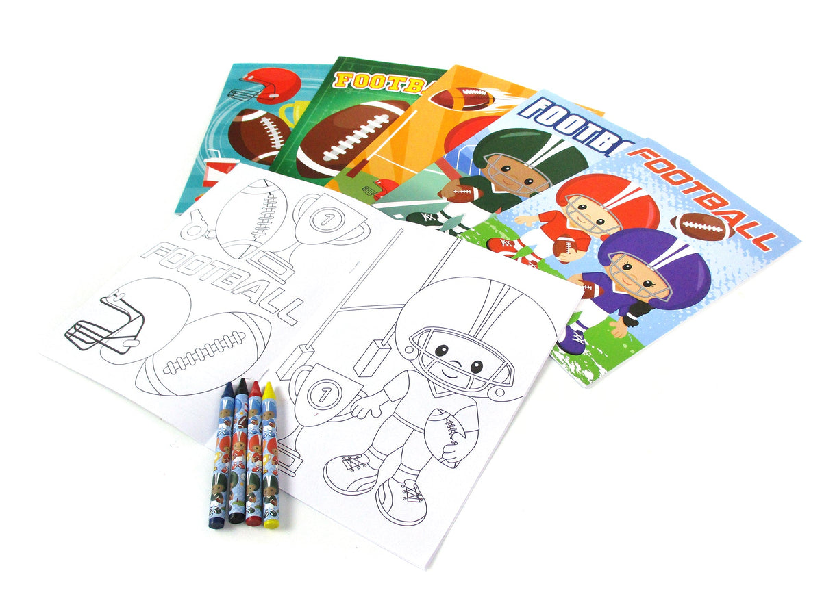 Football Coloring Books With Crayons Party Favors - Set Of 6 Or 12