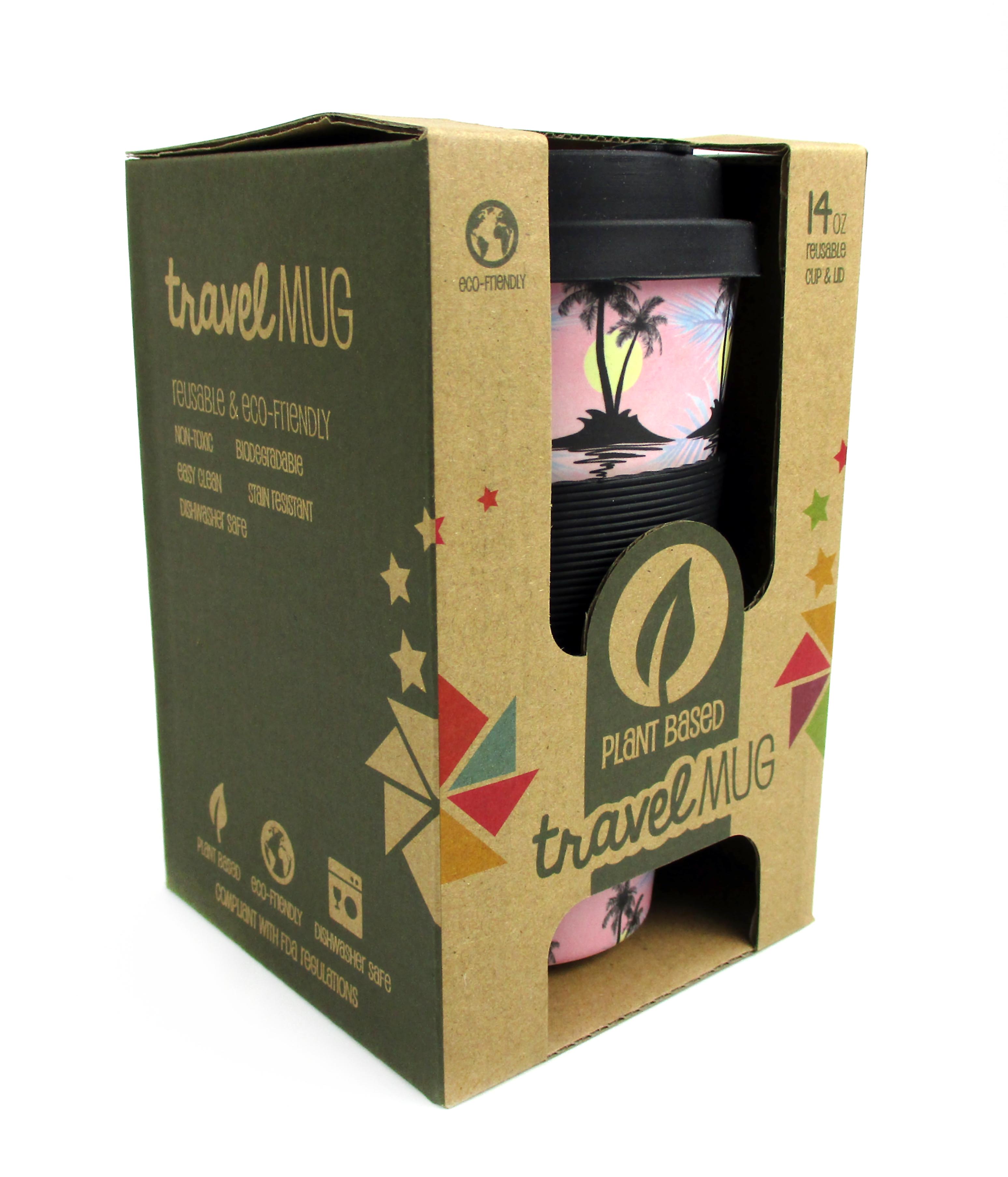 Eco-friendly Reusable Plant Fiber Travel Mug With Cool Island Design