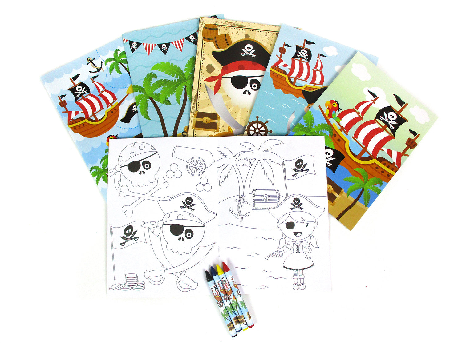 Pirate Coloring Books With Crayons Party Favors - Set Of 6 Or 12