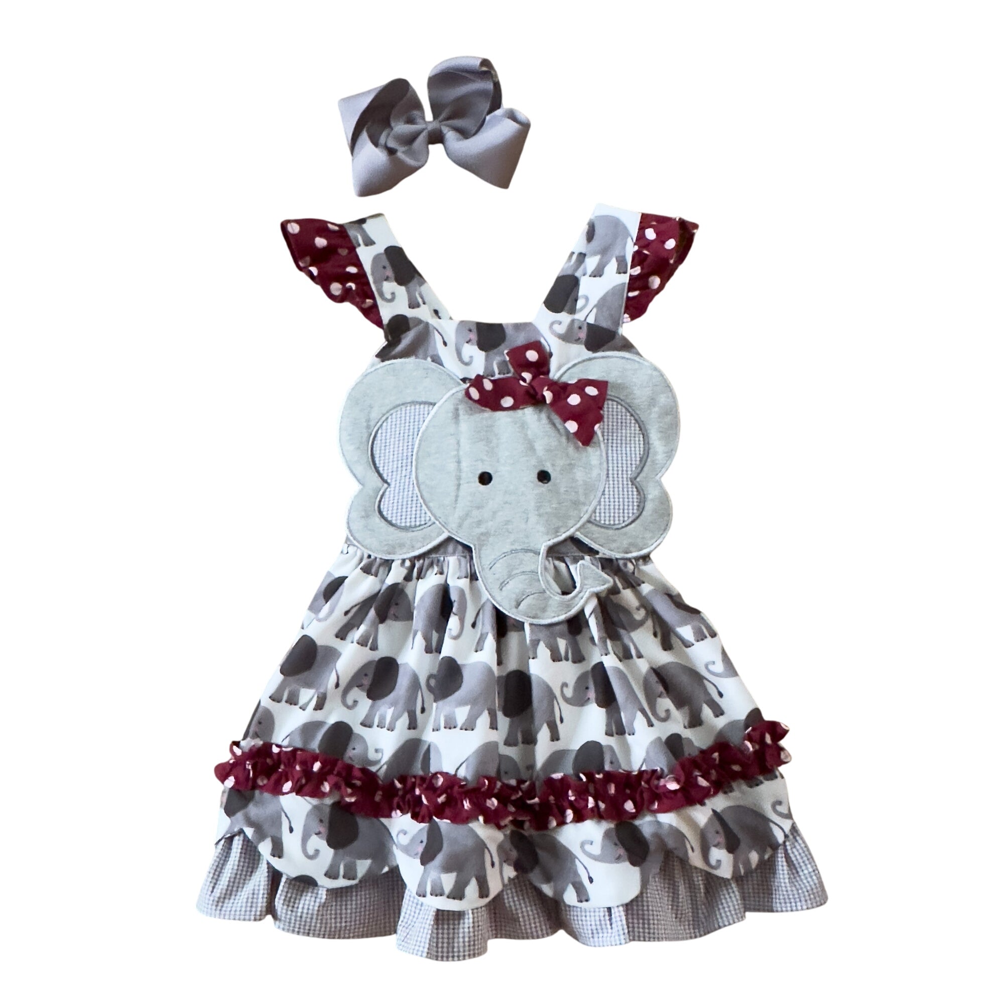 Ivory & Crimson Elephant Dress