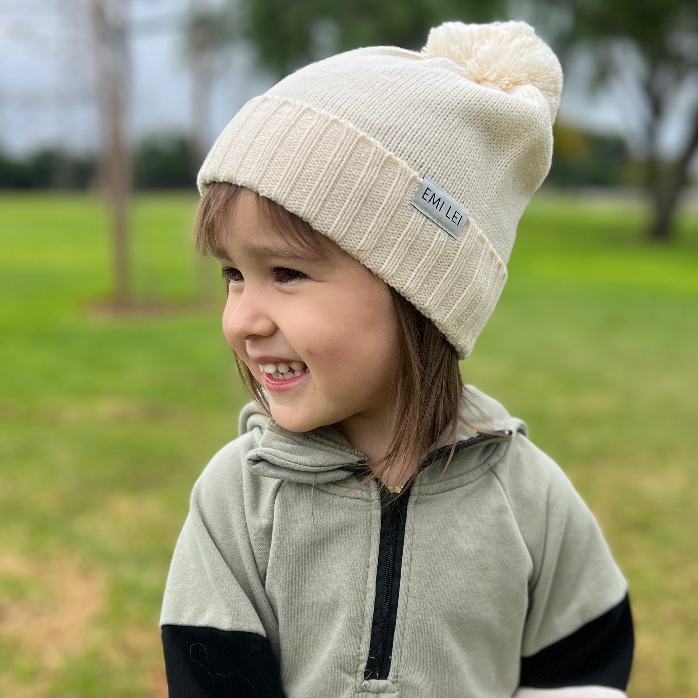 Toddler Pom Beanie | Cream