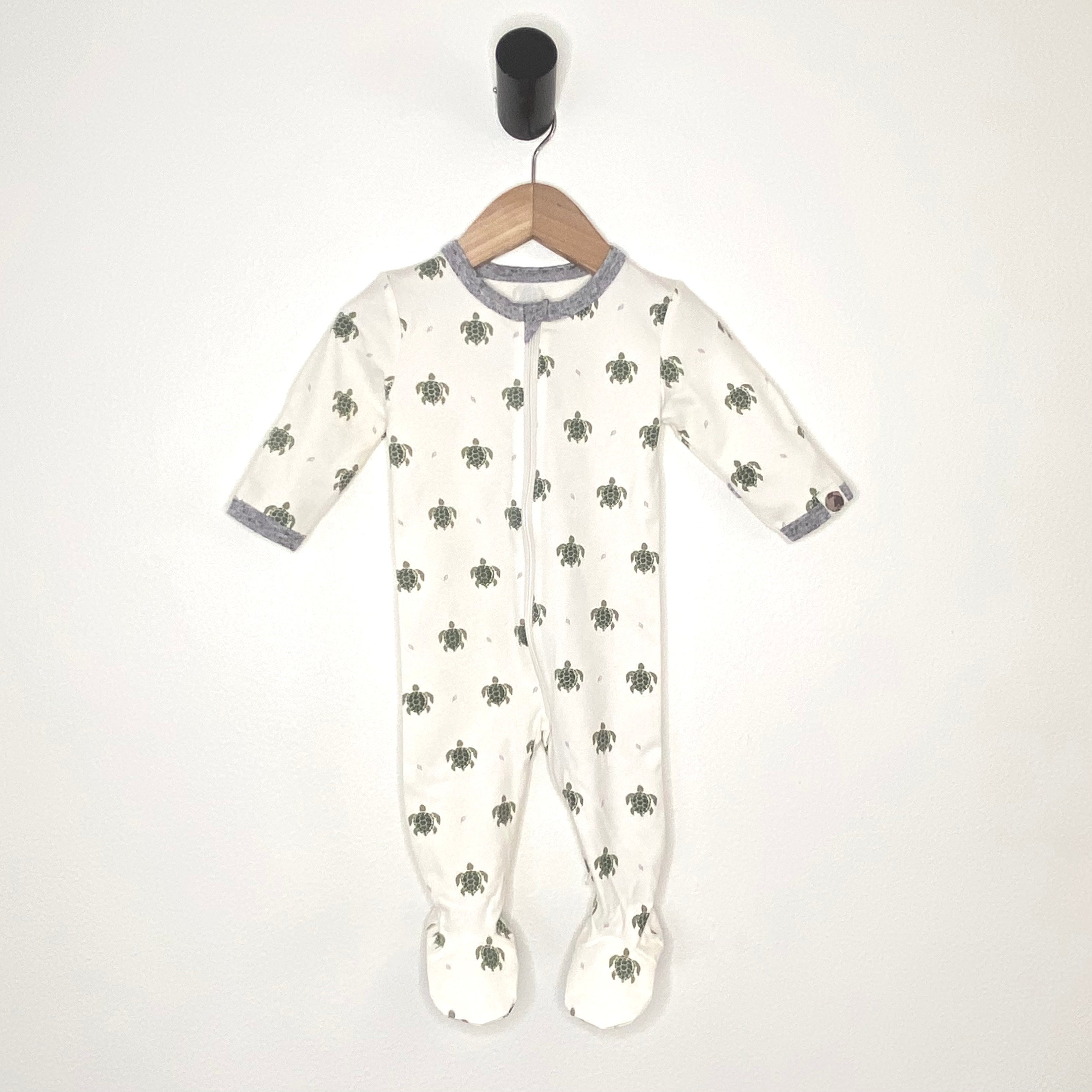 Sea Turtle Printed Footie In Sustainable Fabric - New For Spring 2025