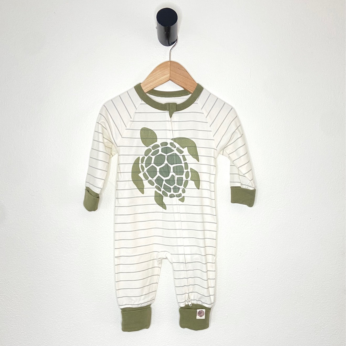 Turtle Coverall Printed On Our Green And Natural Stripe - New For Spring 2025