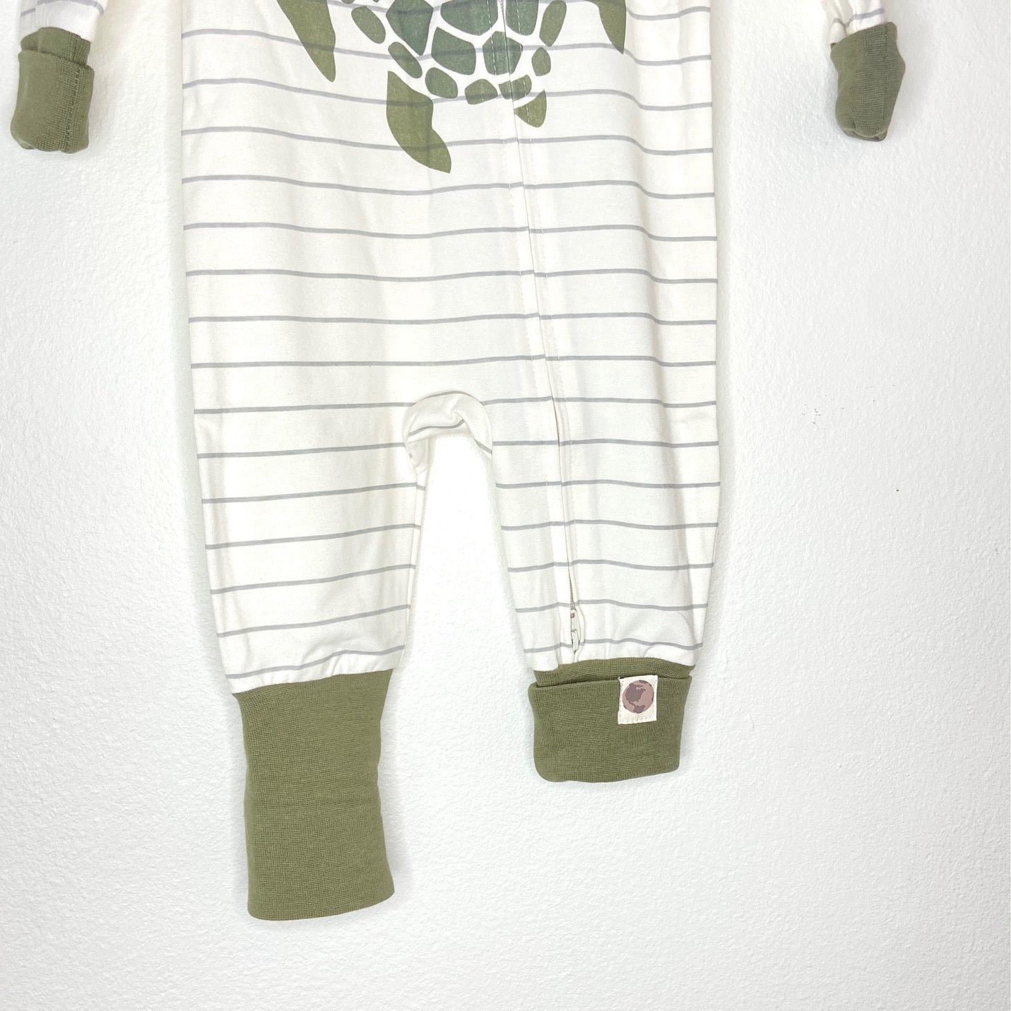 Turtle Coverall Printed On Our Green And Natural Stripe - New For Spring 2025