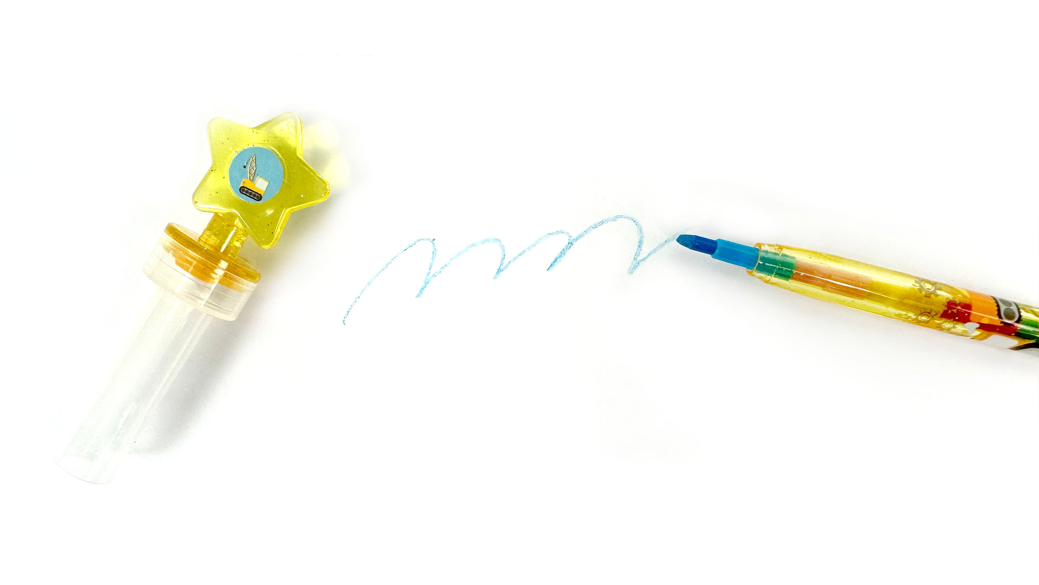 Construction Stackable Crayon With Stamper Topper