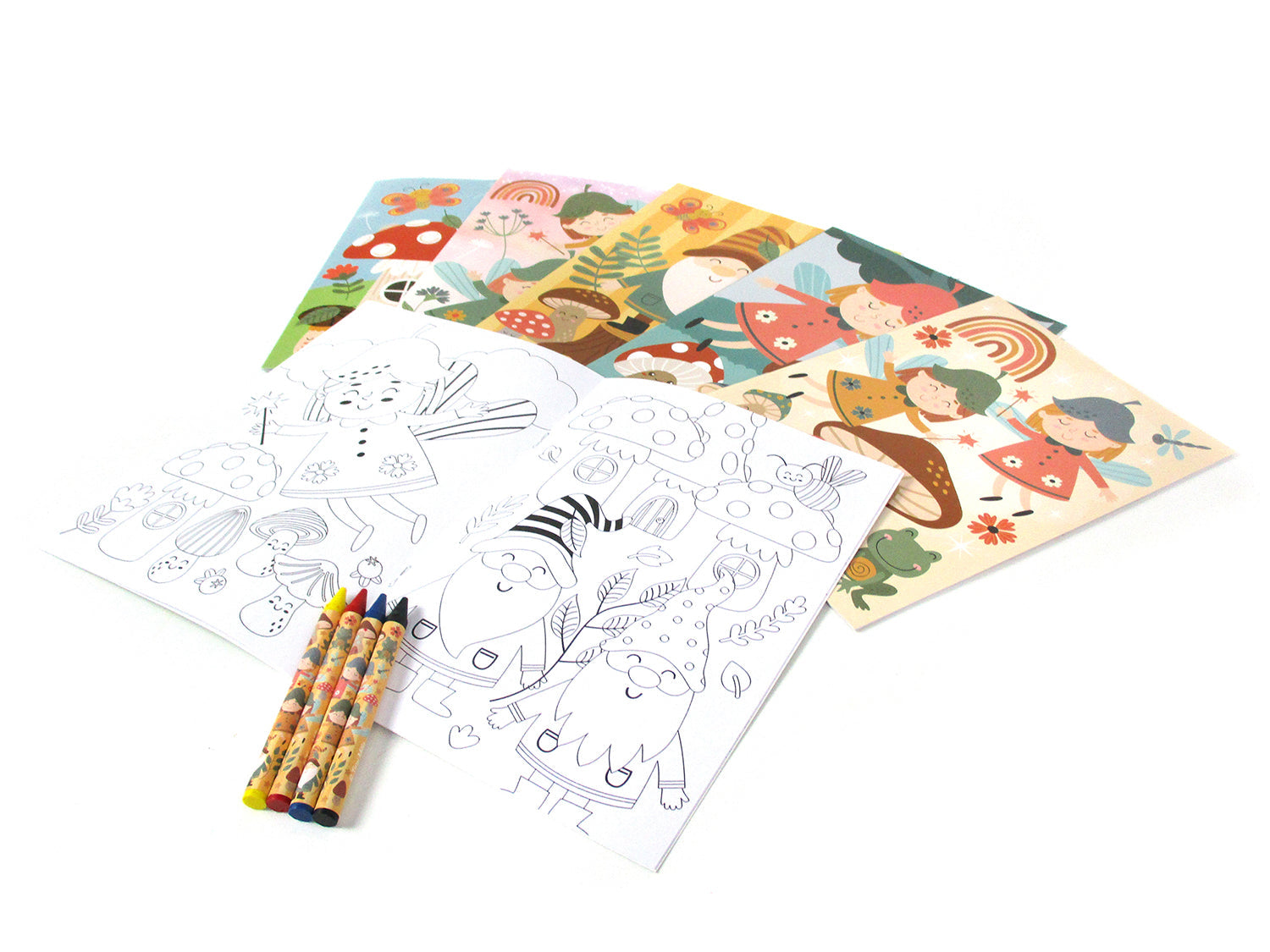 Garden Gnomes & Fairies Coloring Books With Crayons Party Favors - Set Of 6 Or 12