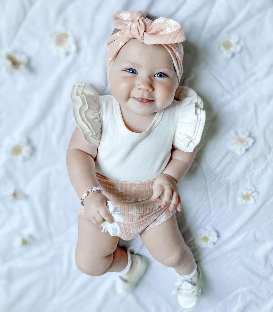 Minimal Floral Blush Ribbed Bummies