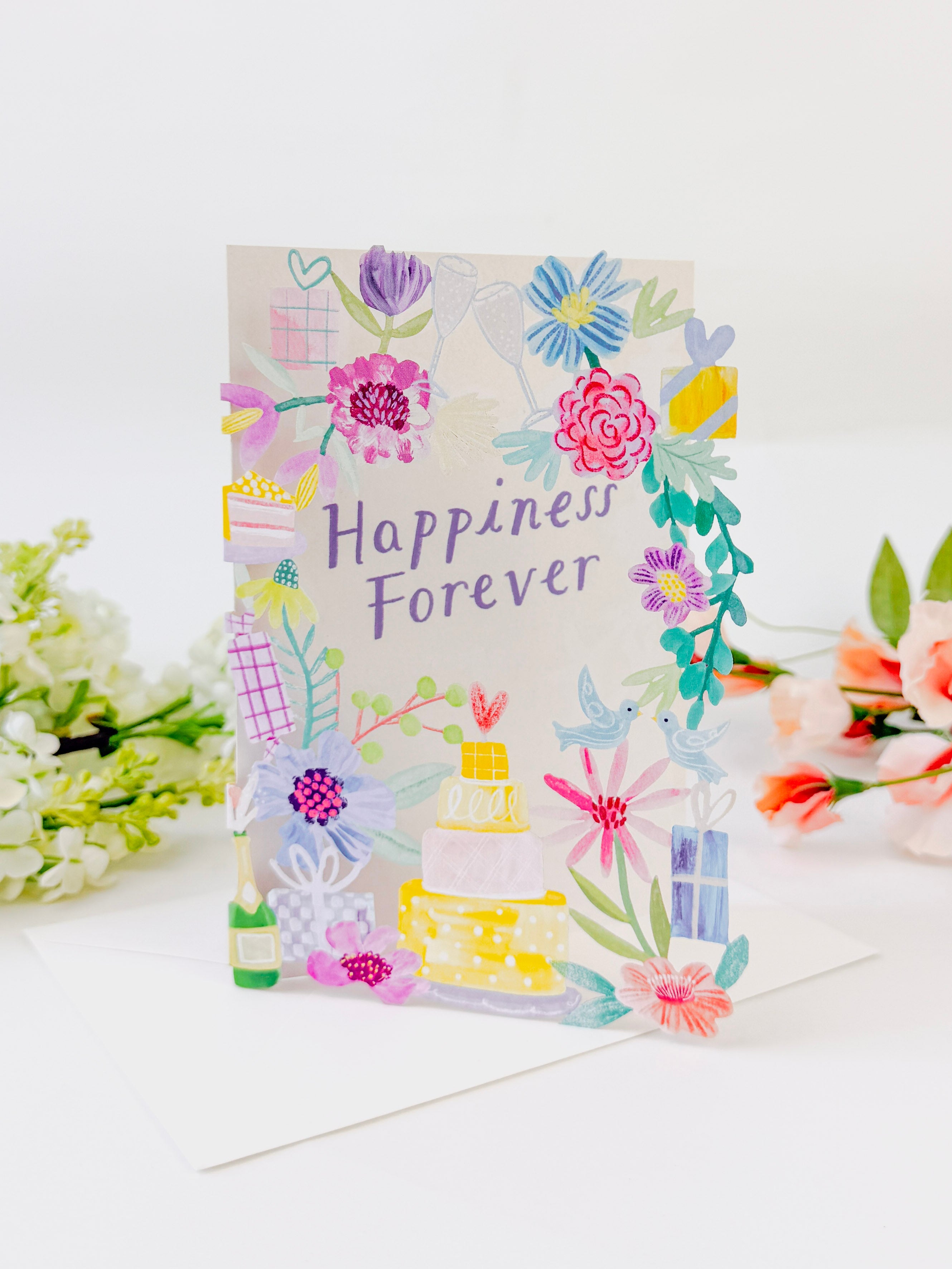 Yellow Tiered Wedding Cake Lasercut Card