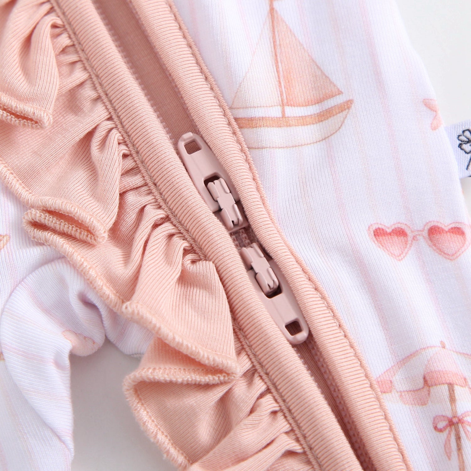 Beach Baby Ruffled Zippered Baby Romper
