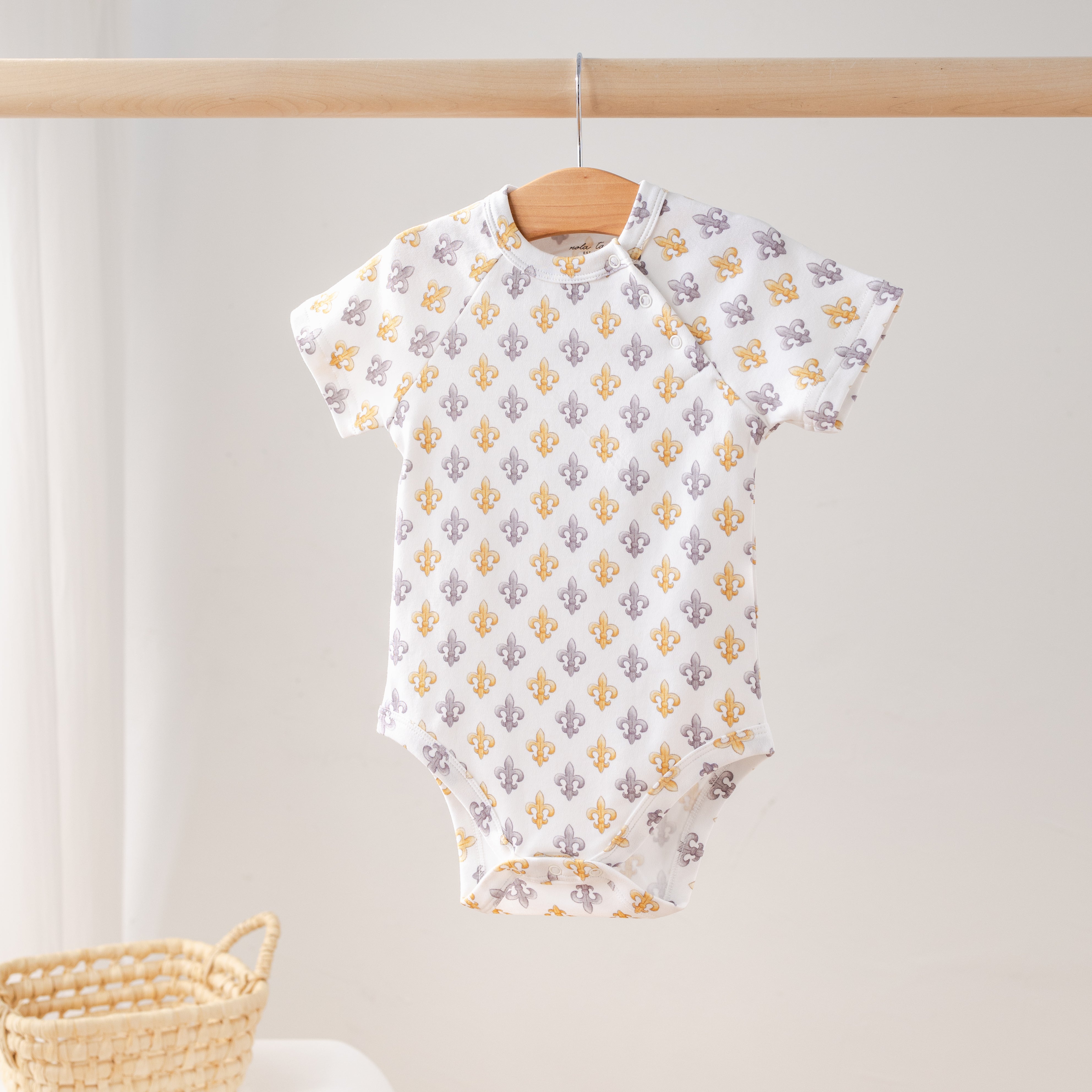 Black And Gold Fleur De Lis Organic Cotton Onesie
