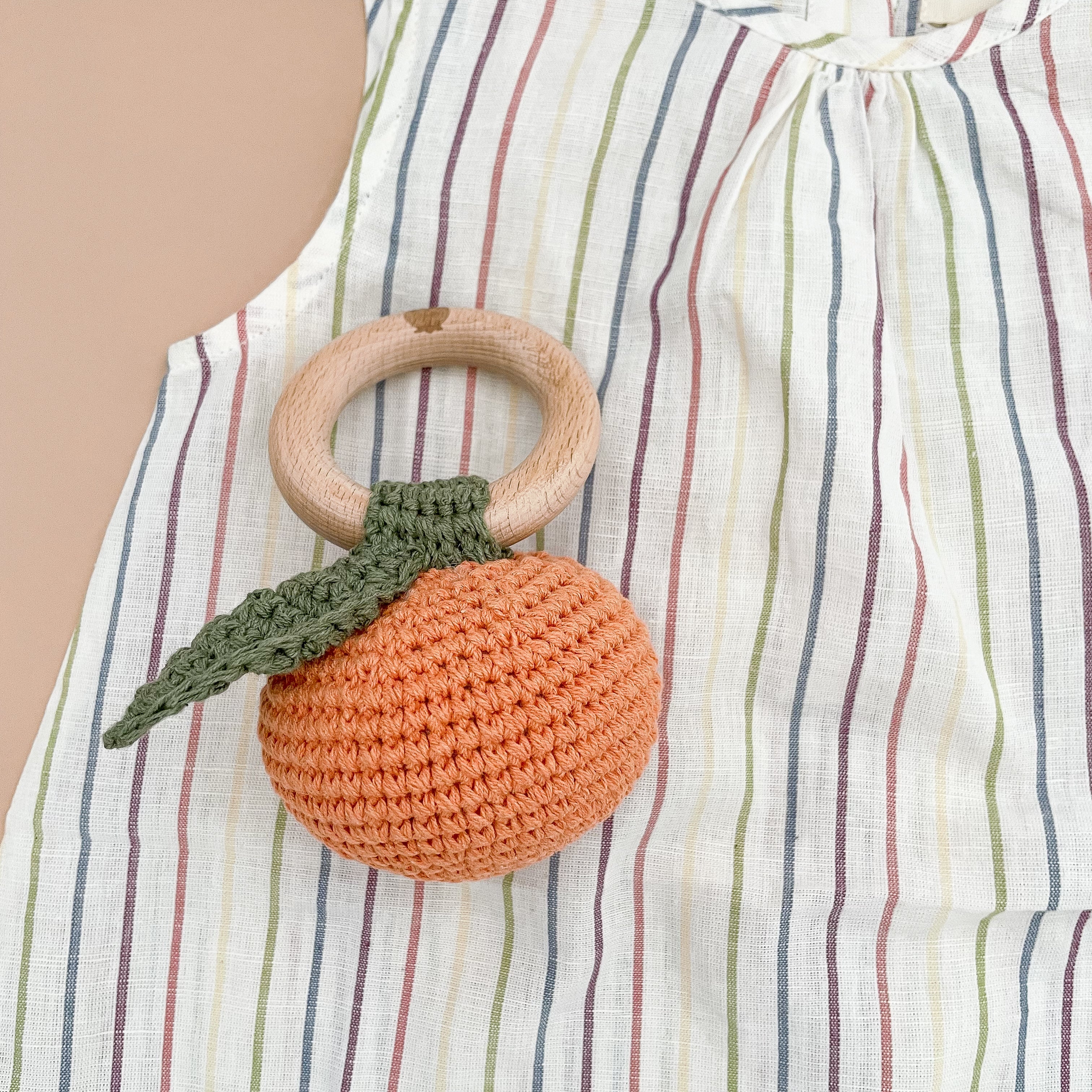 Cotton Crochet Rattle Orange Pumpkin