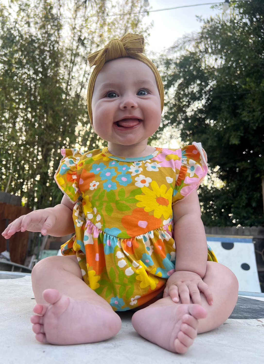 Baby Girls' Flutter Romper In Sixties Wild Blooms
