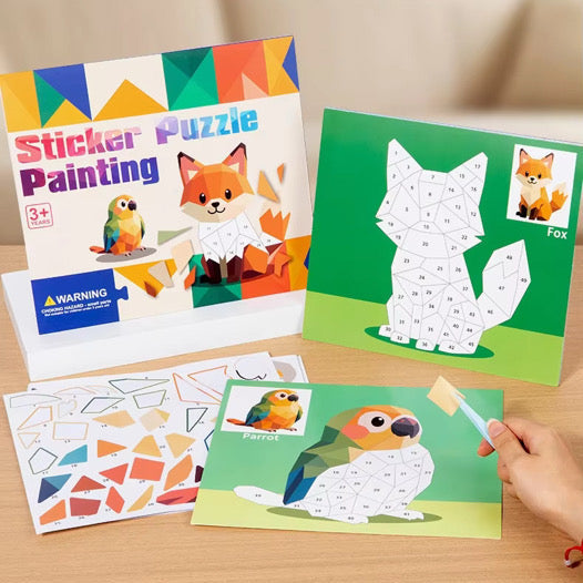 Kids' Diy Sticker Puzzle Painting Kit | Mess-free Montessori Travel Toy