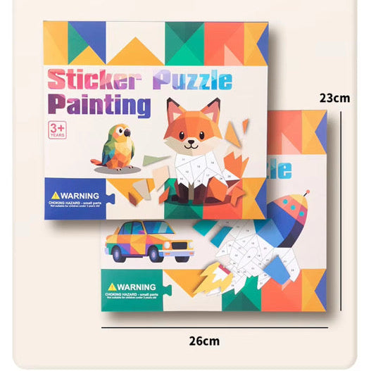 Kids' Diy Sticker Puzzle Painting Kit | Mess-free Montessori Travel Toy