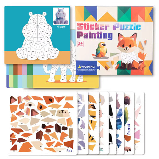 Kids' Diy Sticker Puzzle Painting Kit | Mess-free Montessori Travel Toy
