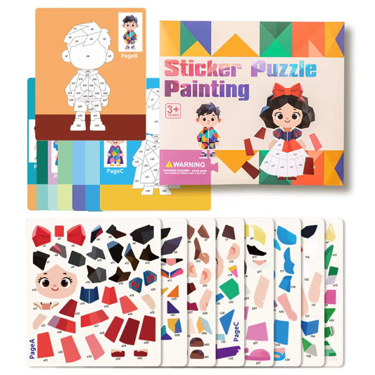 Kids' Diy Sticker Puzzle Painting Kit | Mess-free Montessori Travel Toy