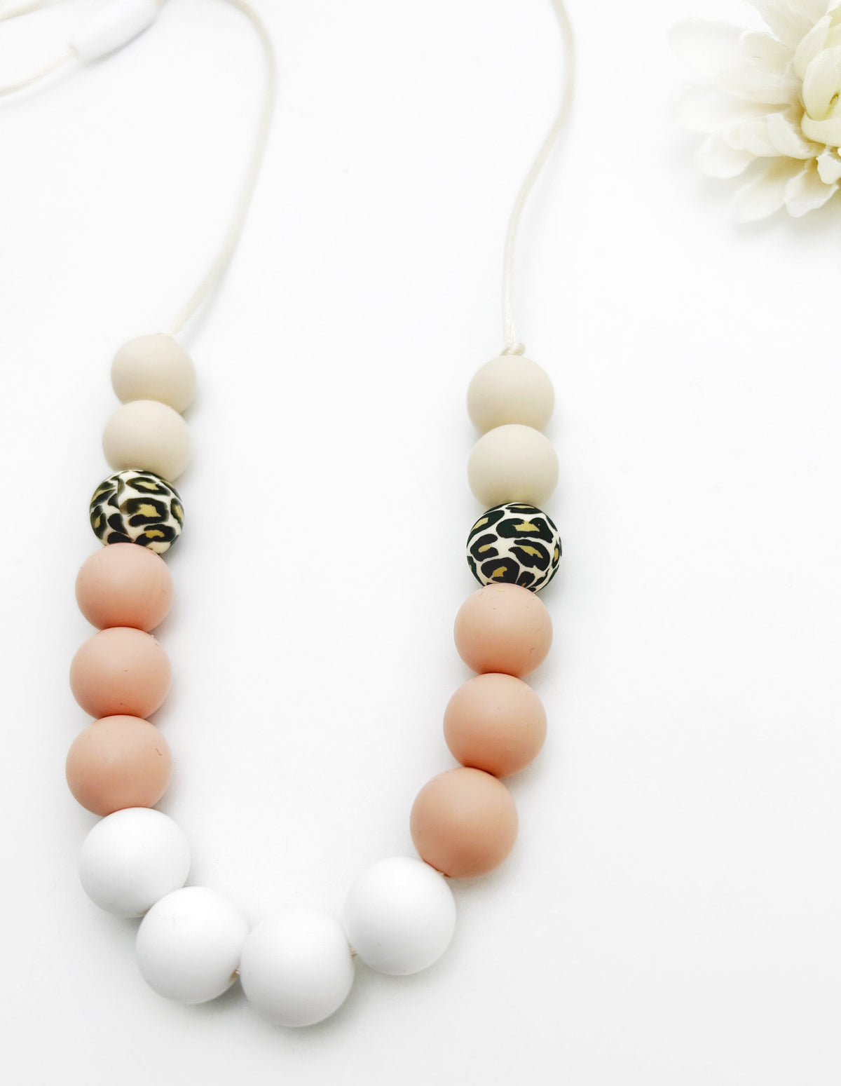 Peach & Cheetah Silicone Teething Necklace For Mom