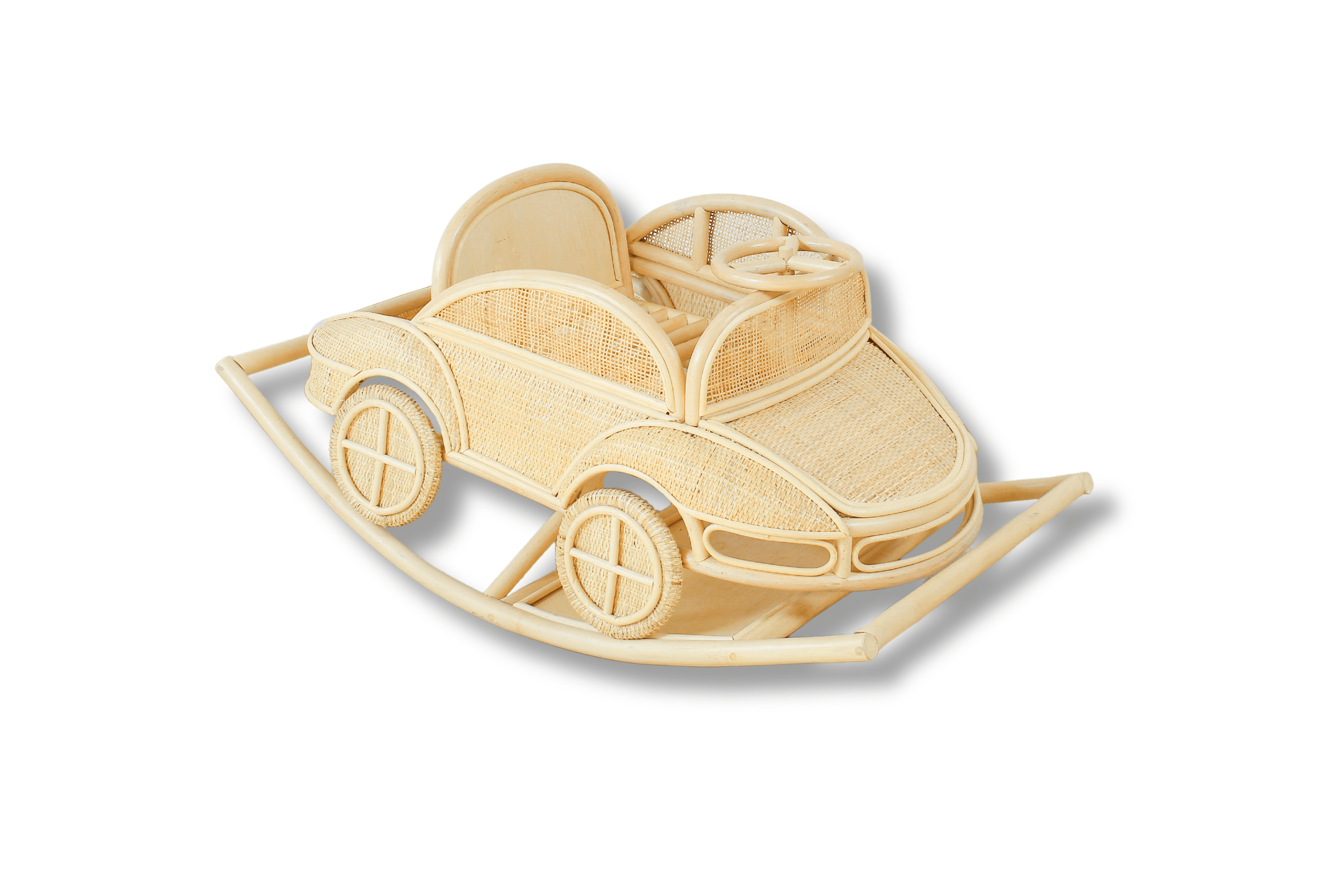 Vintage Inspired Rattan Rocking Car For Toddlers