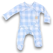 Heart2heart Skin-to-skin Onesie Dusty Blue Buffalo Check