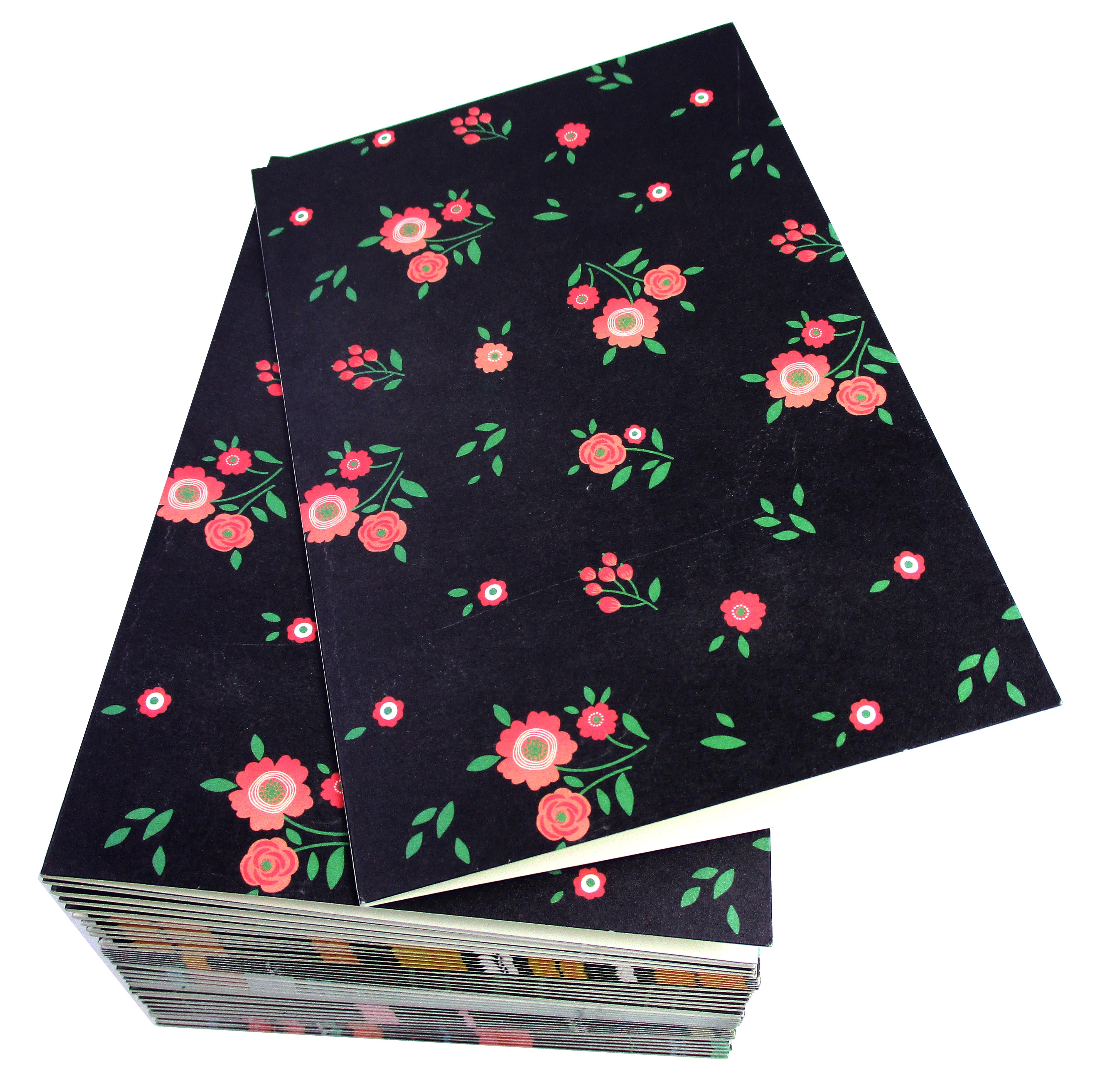 Black Floral - 36 Pack Assorted Greeting Cards For All Occasions - 6 Design