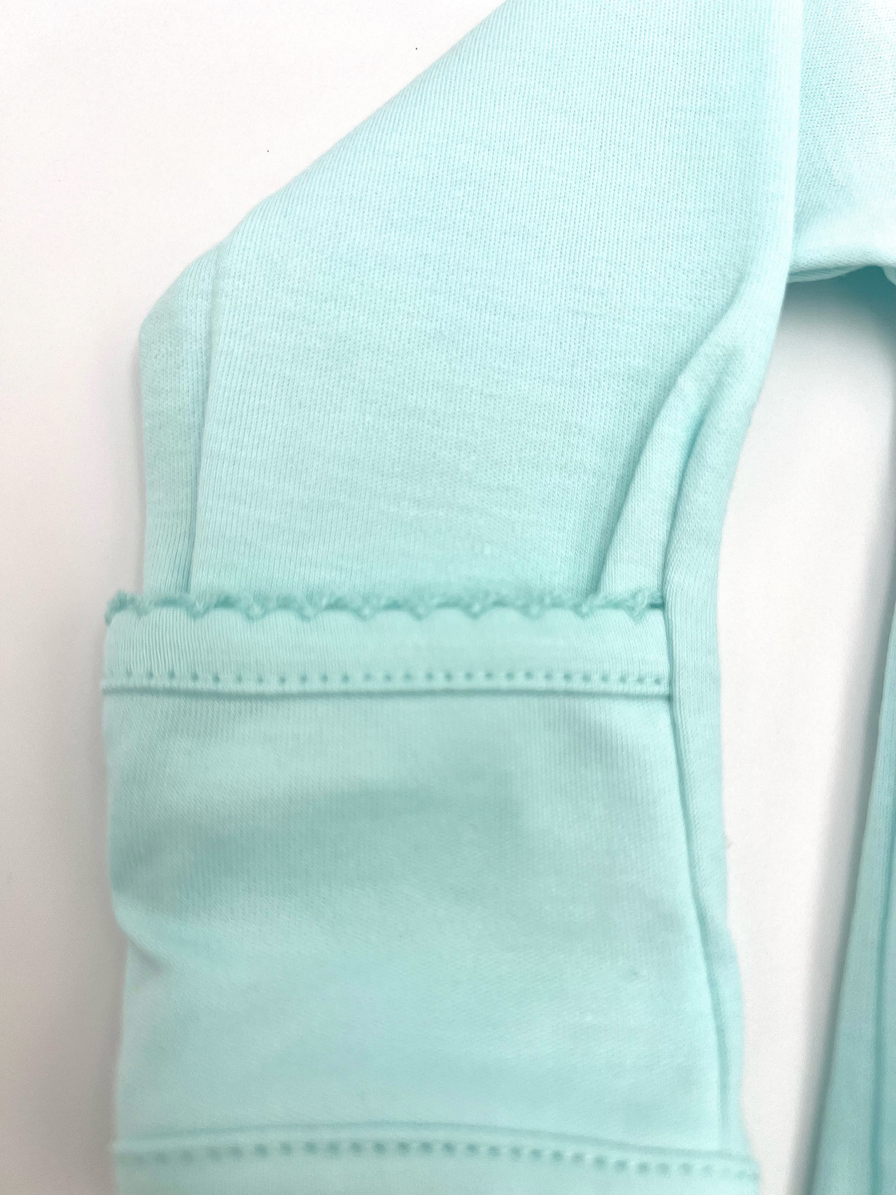 100% Pima Cotton Newborn Pleated Gown & Hat Set: Aqua (0-6 Months)
