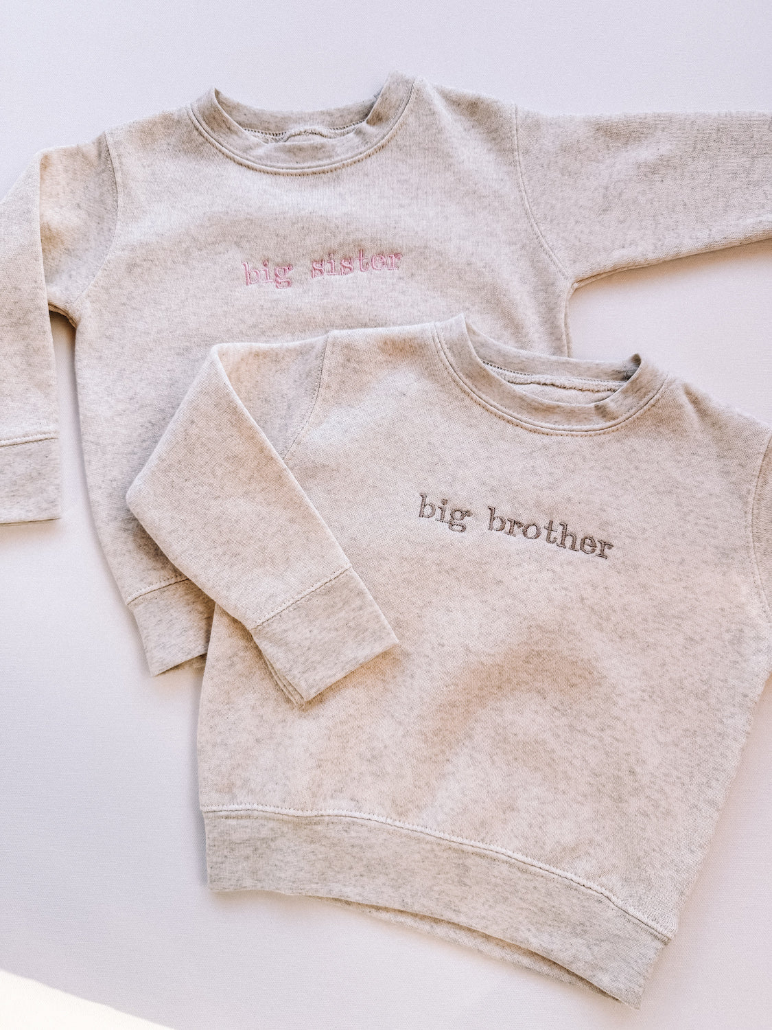 Neutral Embroidered Sibling Crewneck