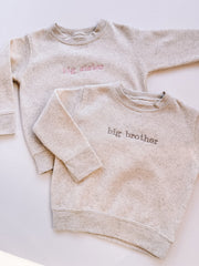 Neutral Embroidered Sibling Crewneck
