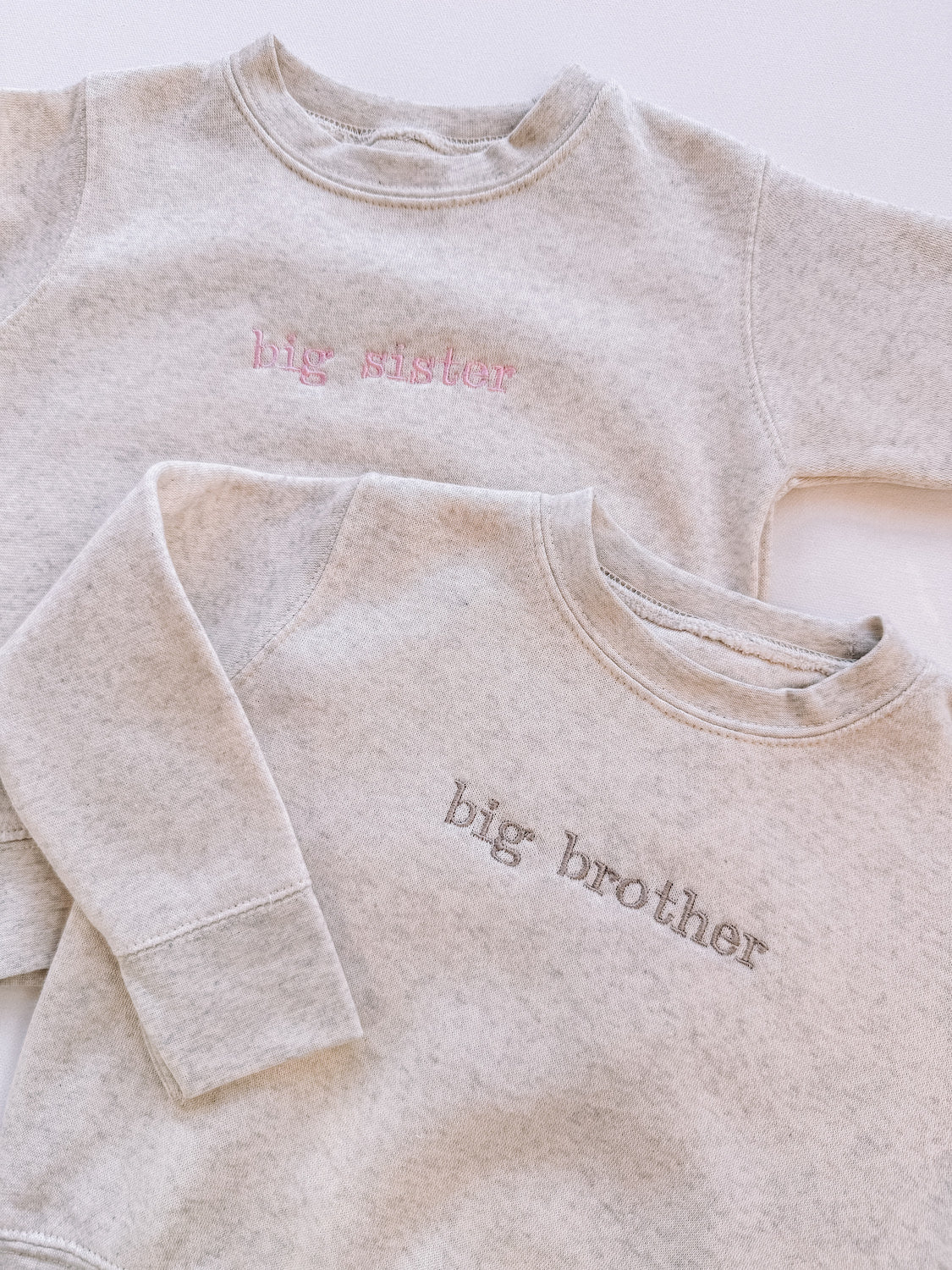 Neutral Embroidered Sibling Crewneck